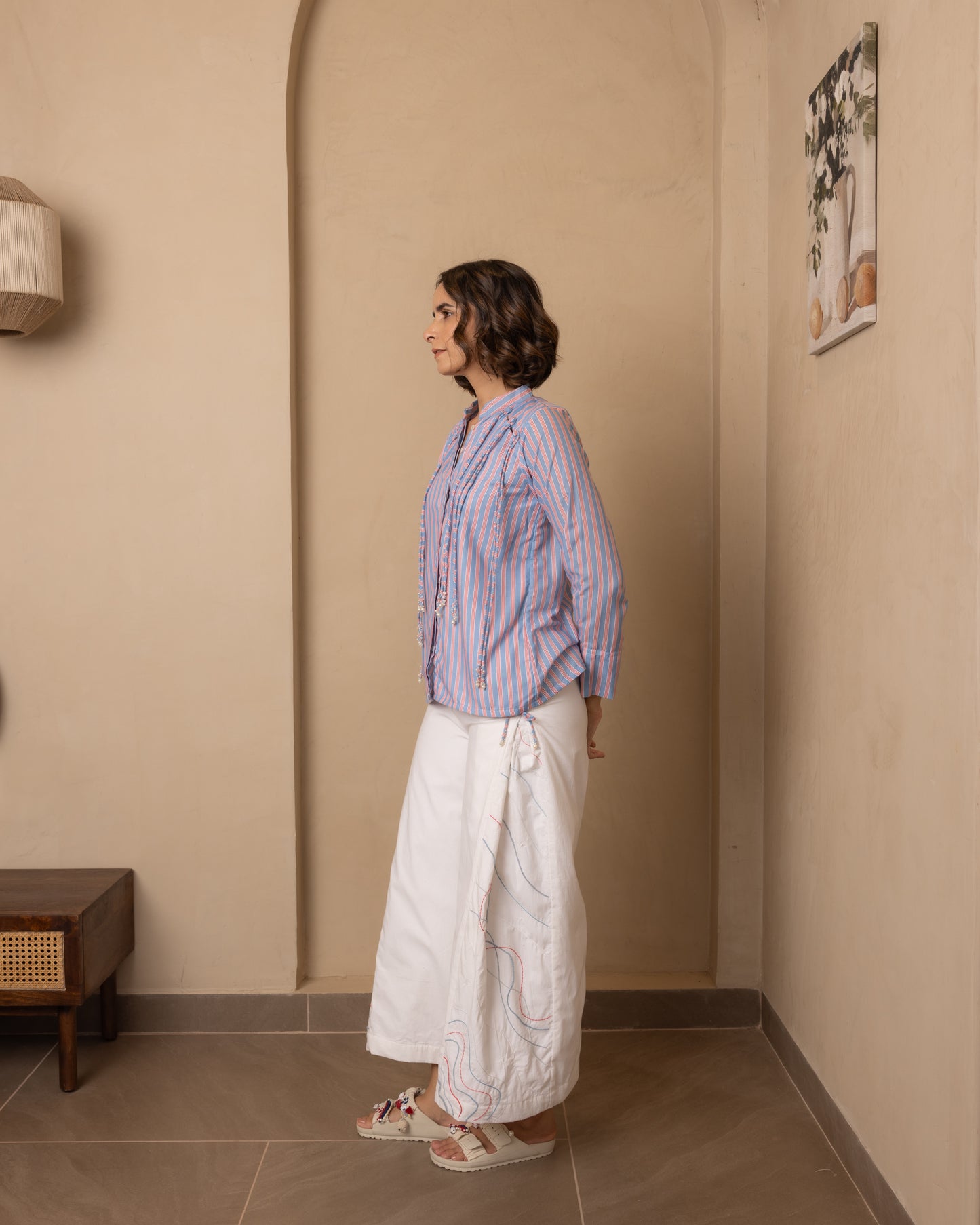 Celeste Top and Pants Set (Red and Blue Stripes)