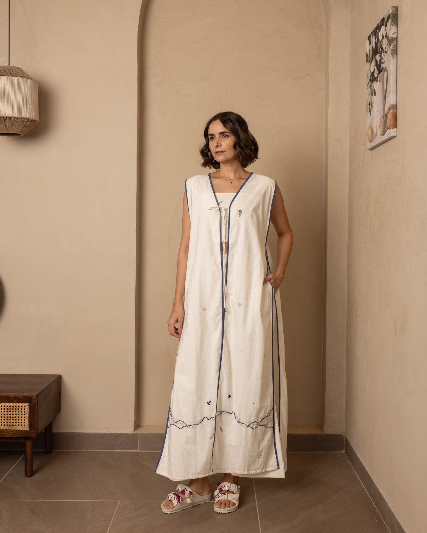 Shore 3 Piece (Top, Jacket and Pants) Set (Beige)