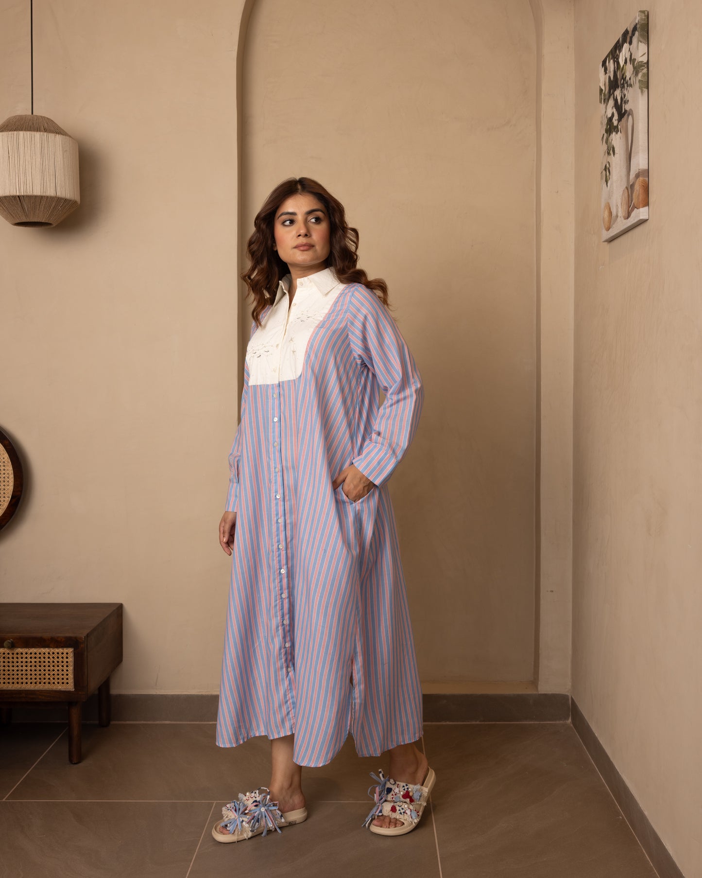 Marina Dress Red Blue Stripes