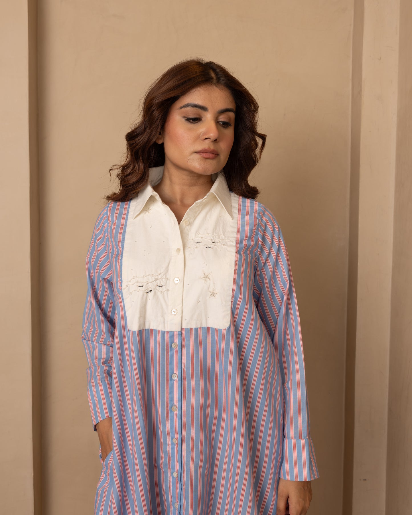 Marina Dress Red Blue Stripes