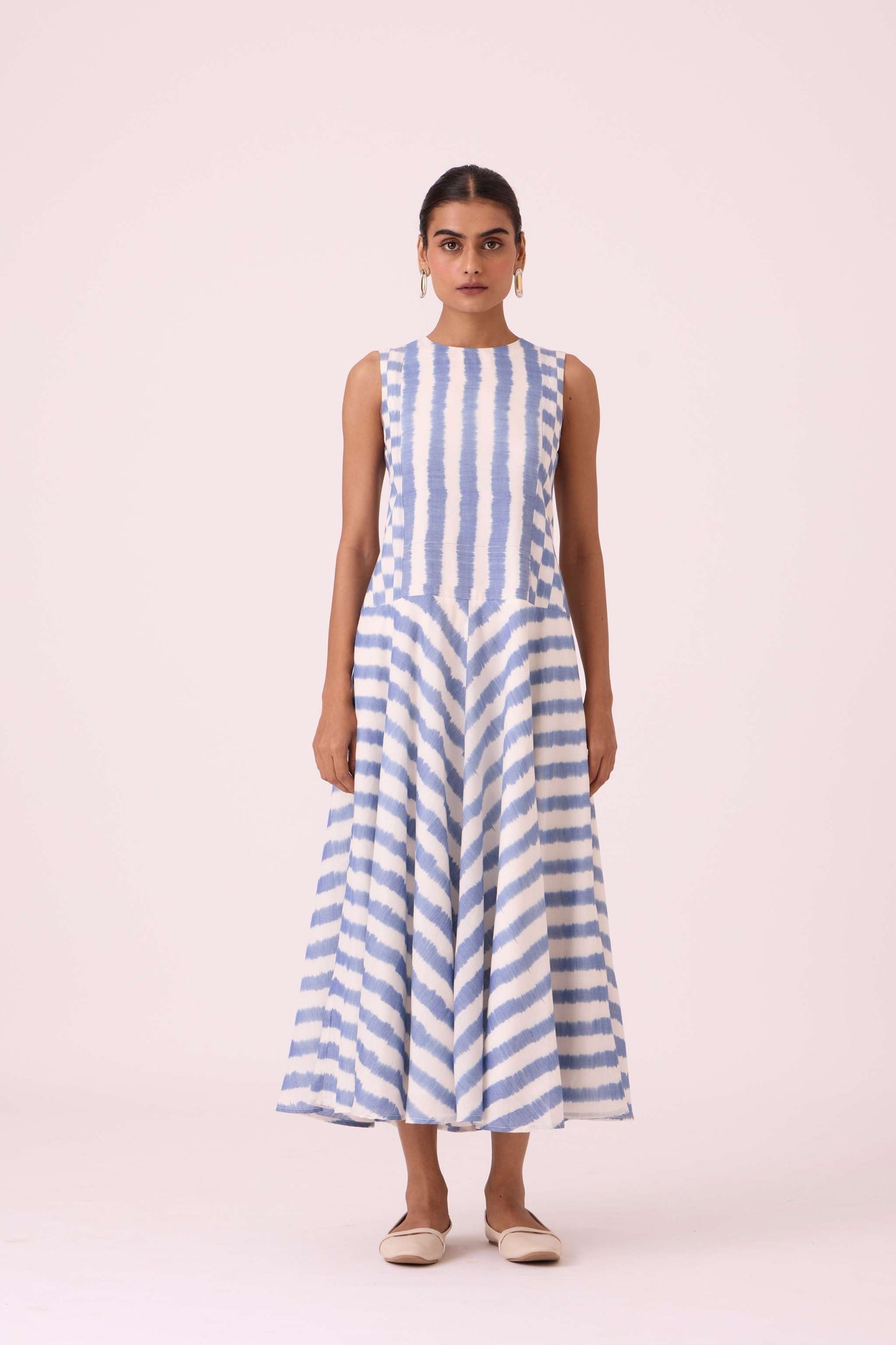 Myshkin Blue Striped Ikat Dress