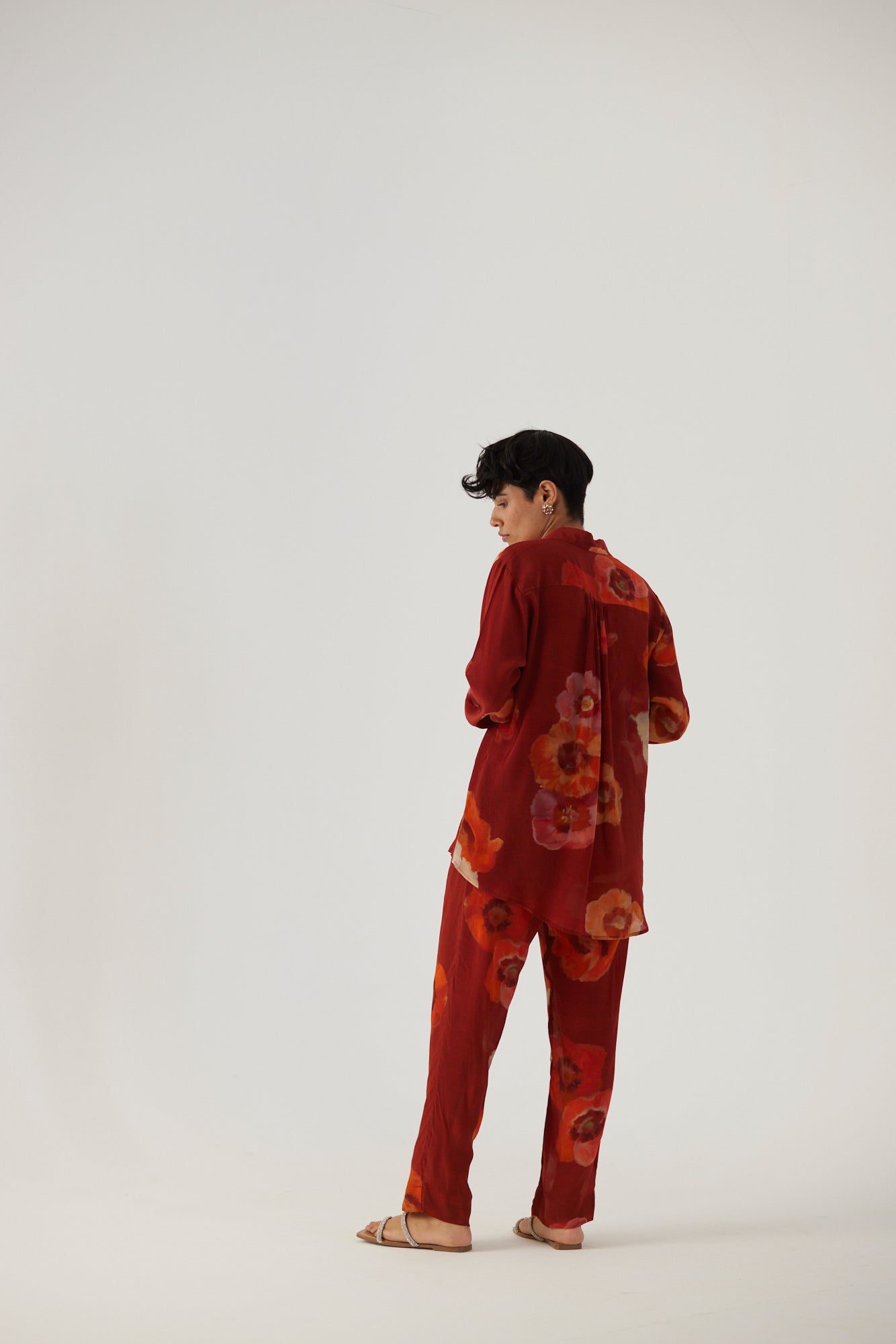 Gardenia Red Crepe Coord Set