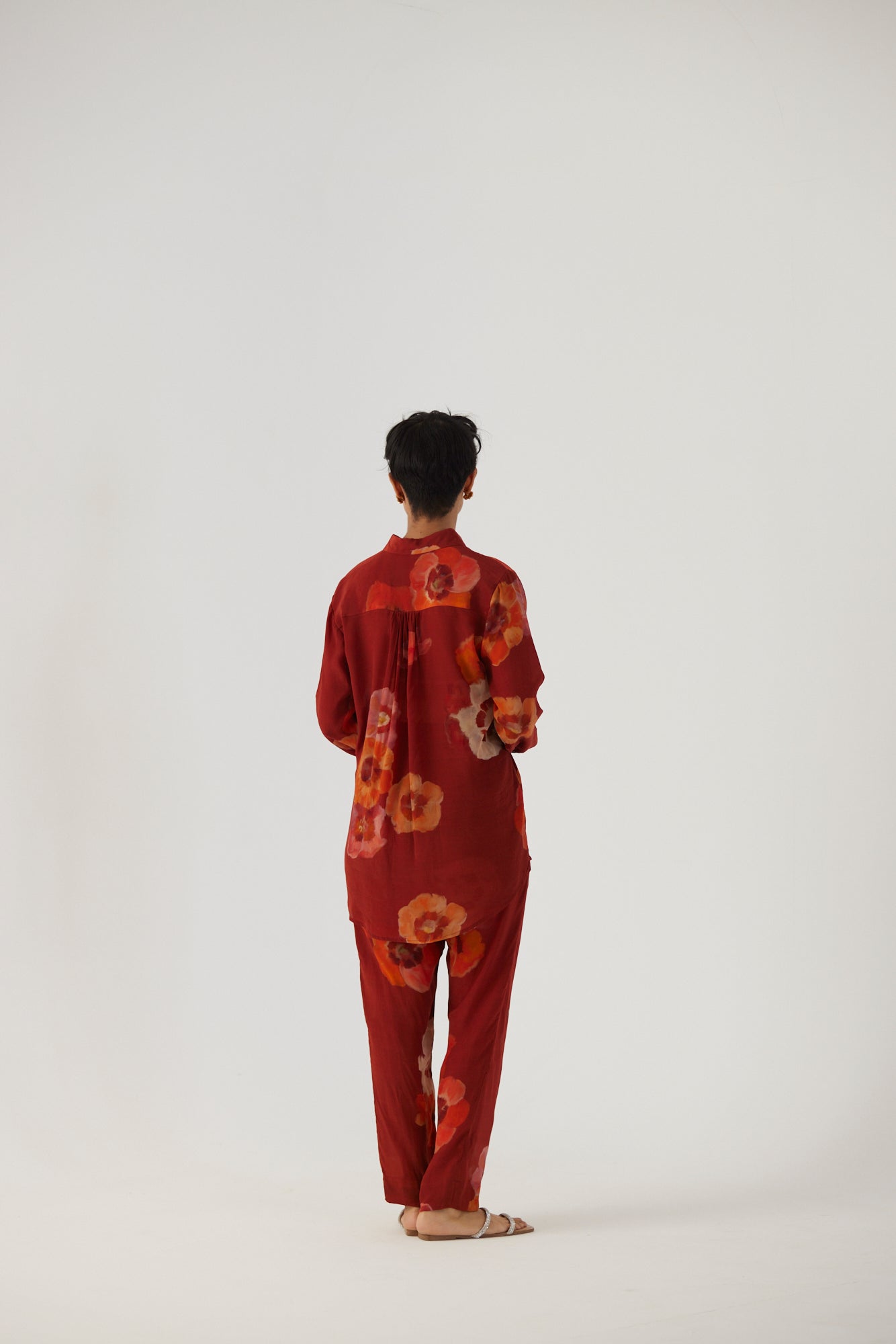 Gardenia Red Crepe Coord Set