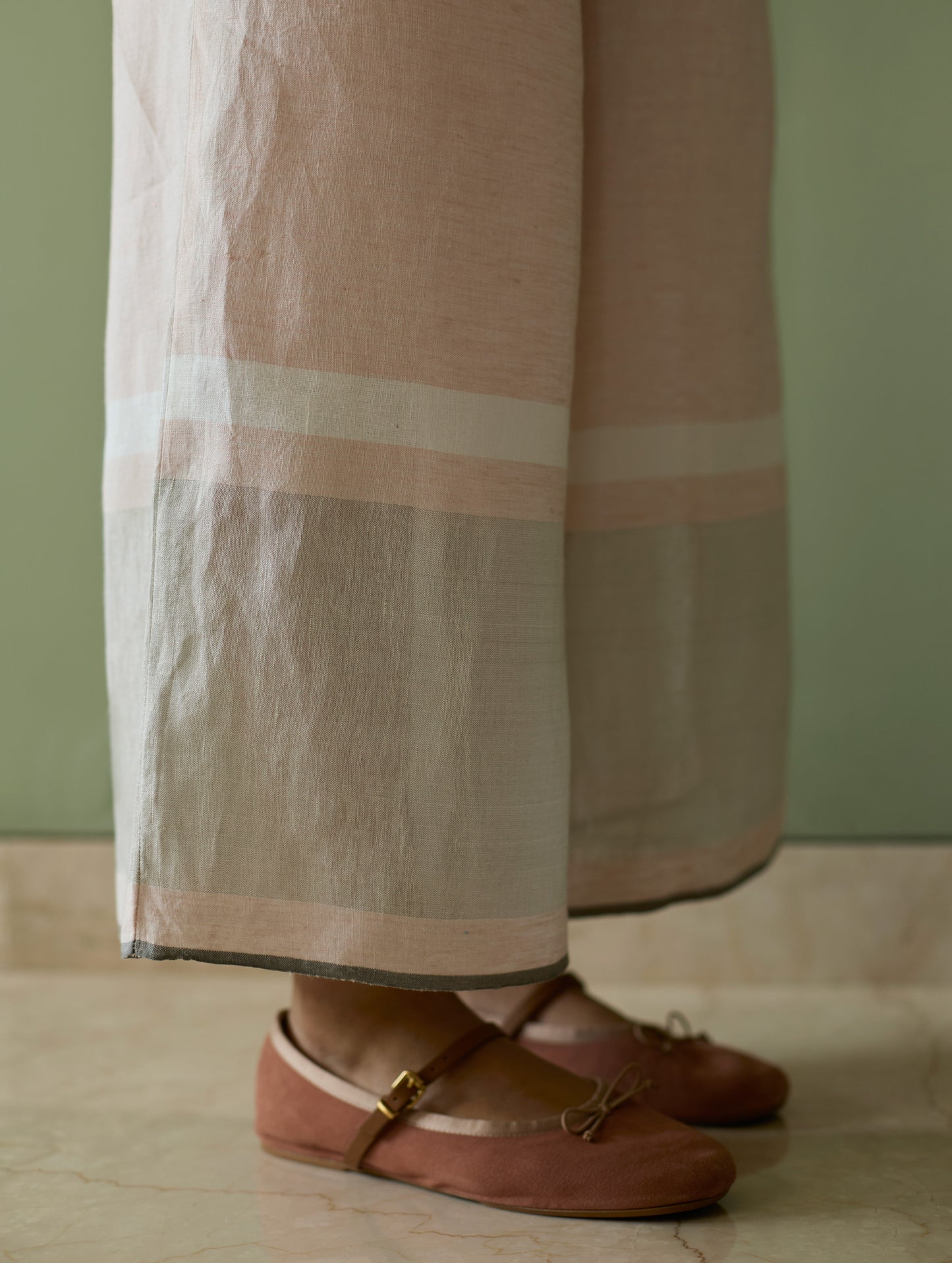 Bora Colour-Blocked Linen Kaftan Set - Blush