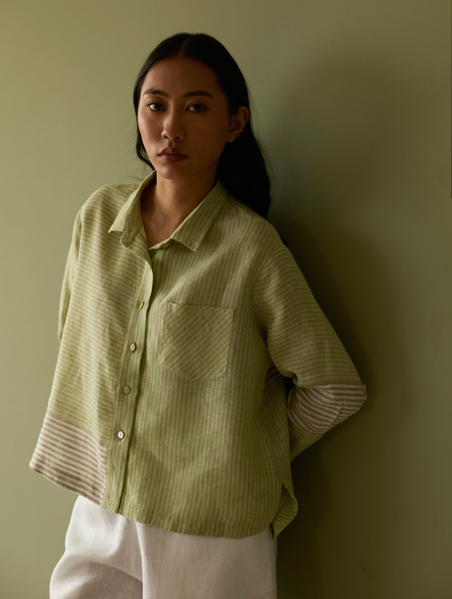 Tia Stripe Linen Co-ord Set - Meadow
