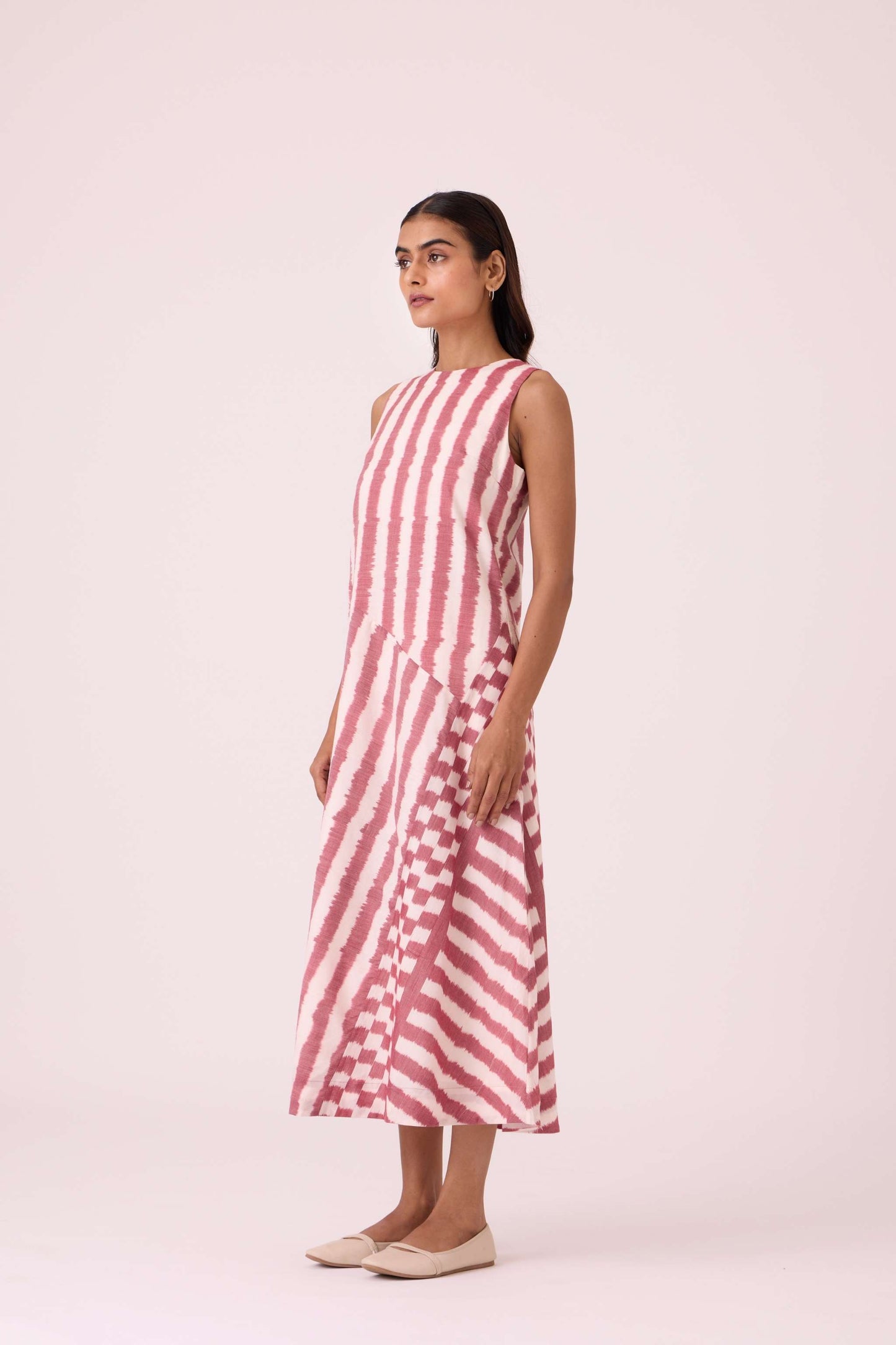 Bennet Rhubarb Striped Ikat Dress