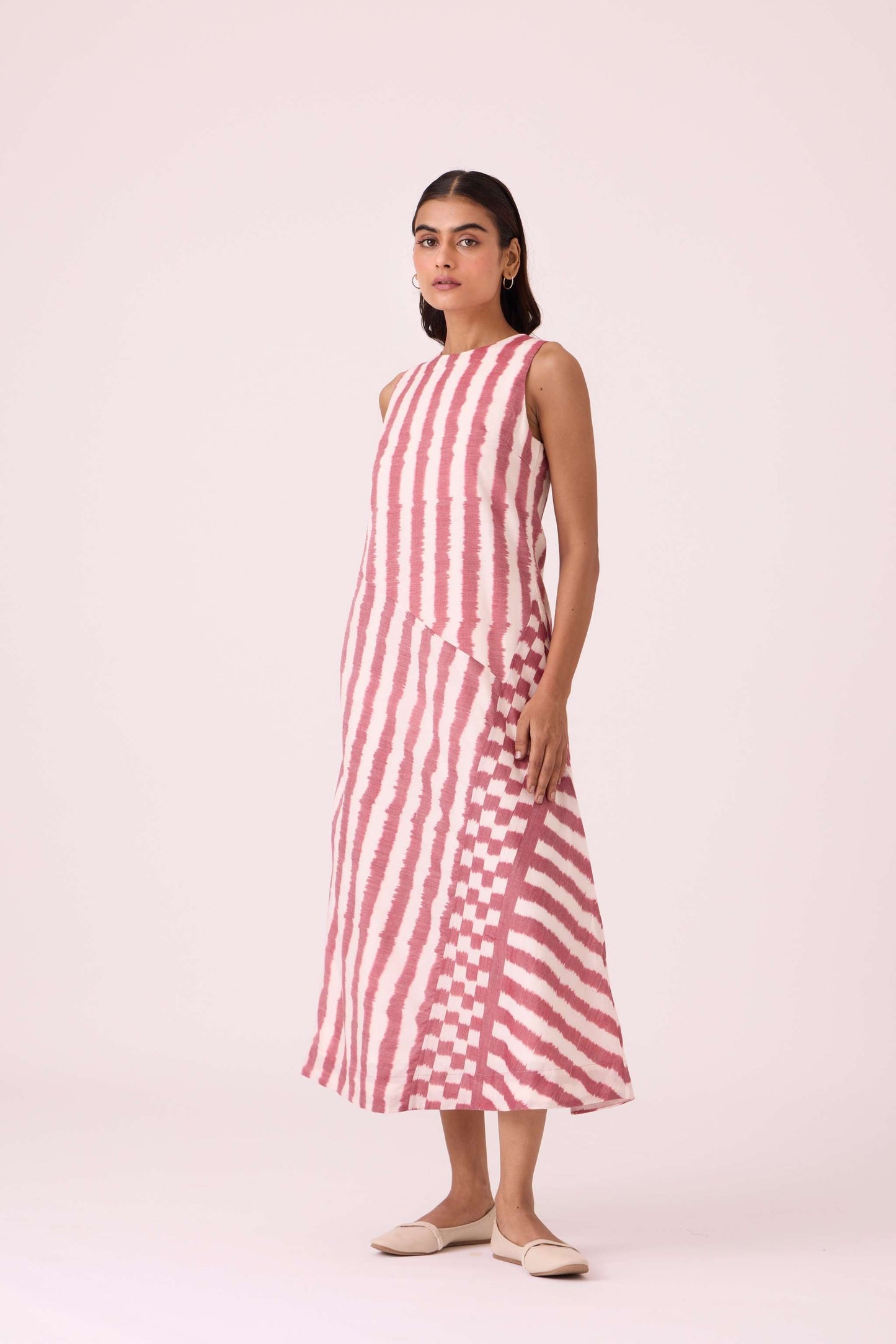 Bennet Rhubarb Striped Ikat Dress
