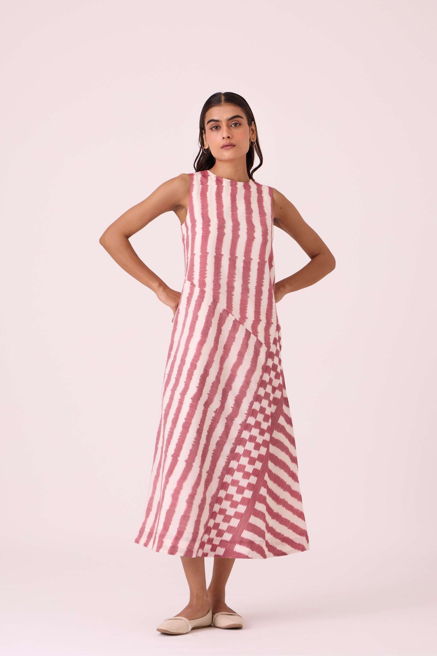 Bennet Rhubarb Striped Ikat Dress