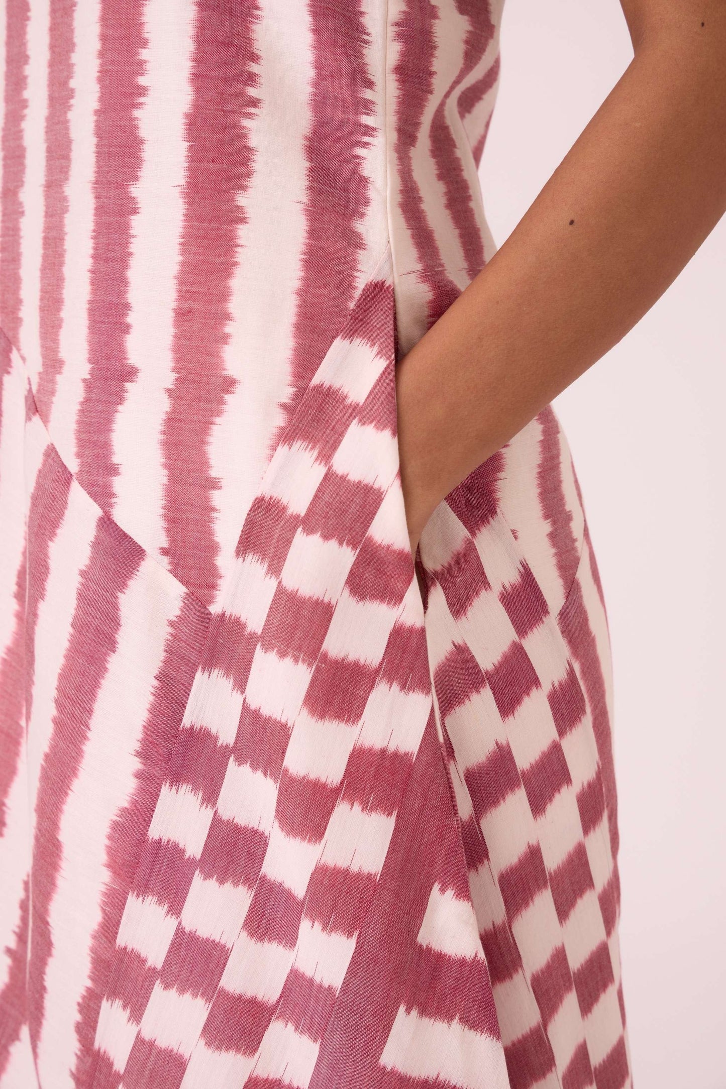 Bennet Rhubarb Striped Ikat Dress