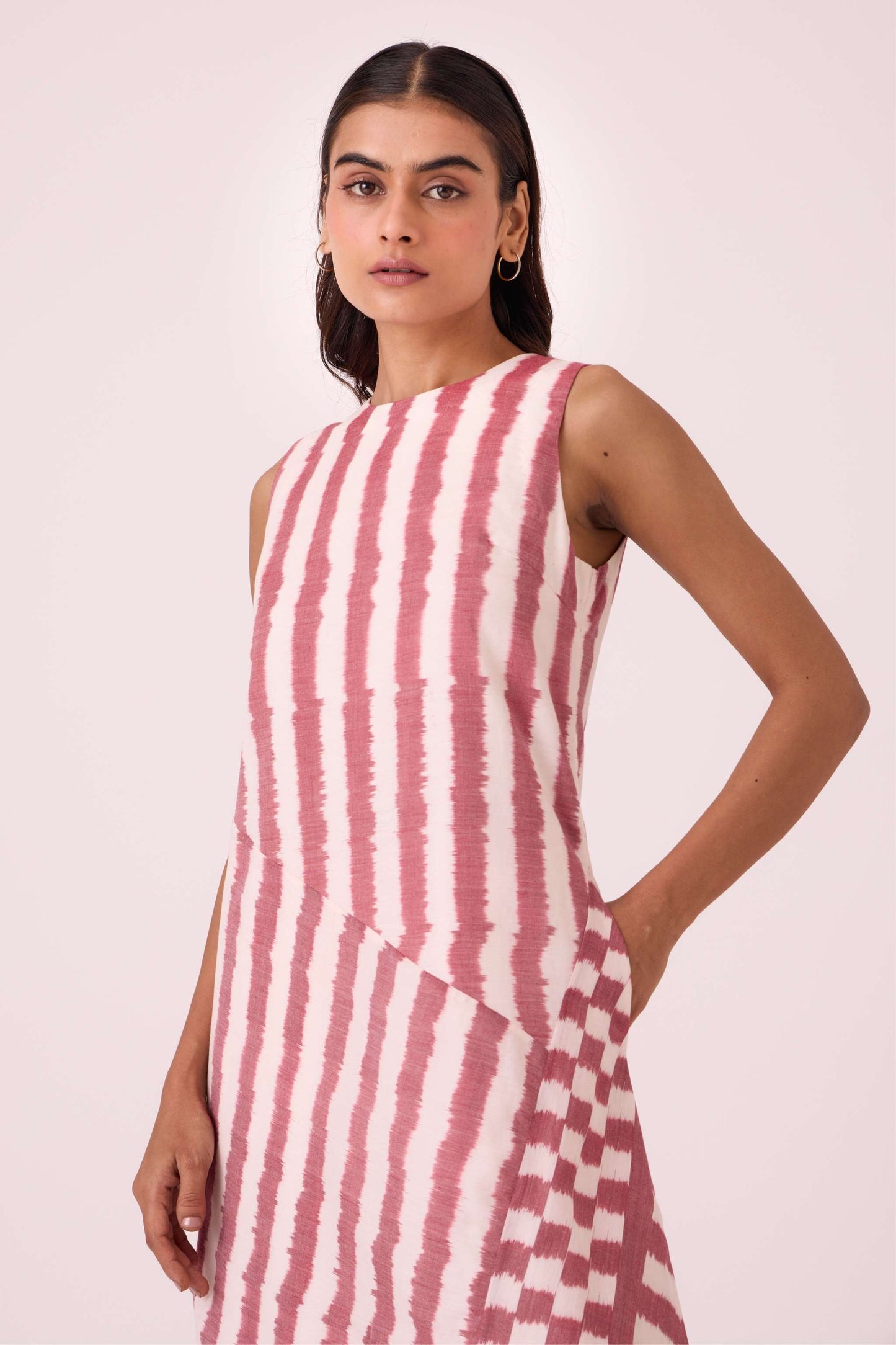 Bennet Rhubarb Striped Ikat Dress