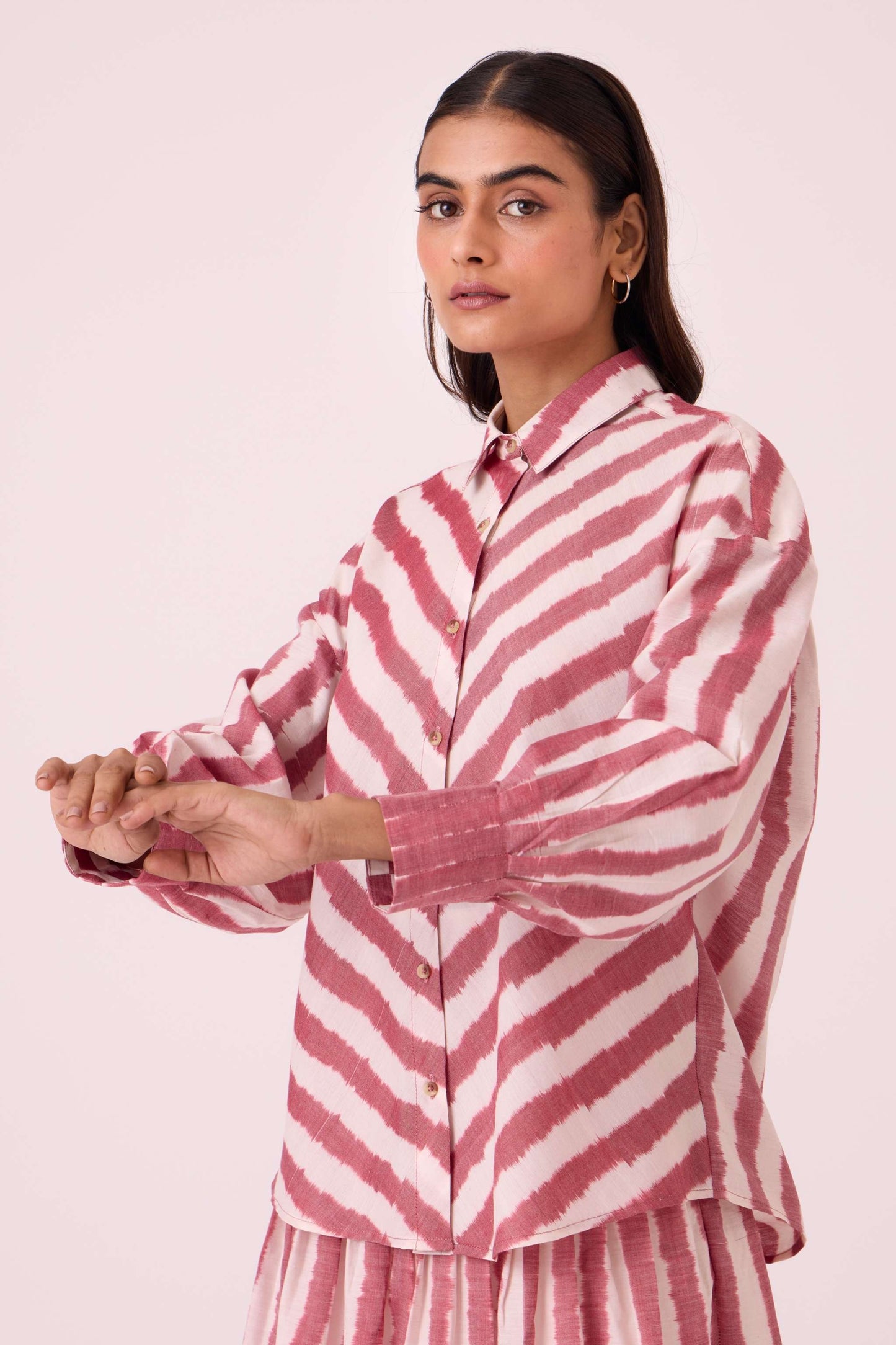 Henry Rhubarb Striped Ikat Shirt