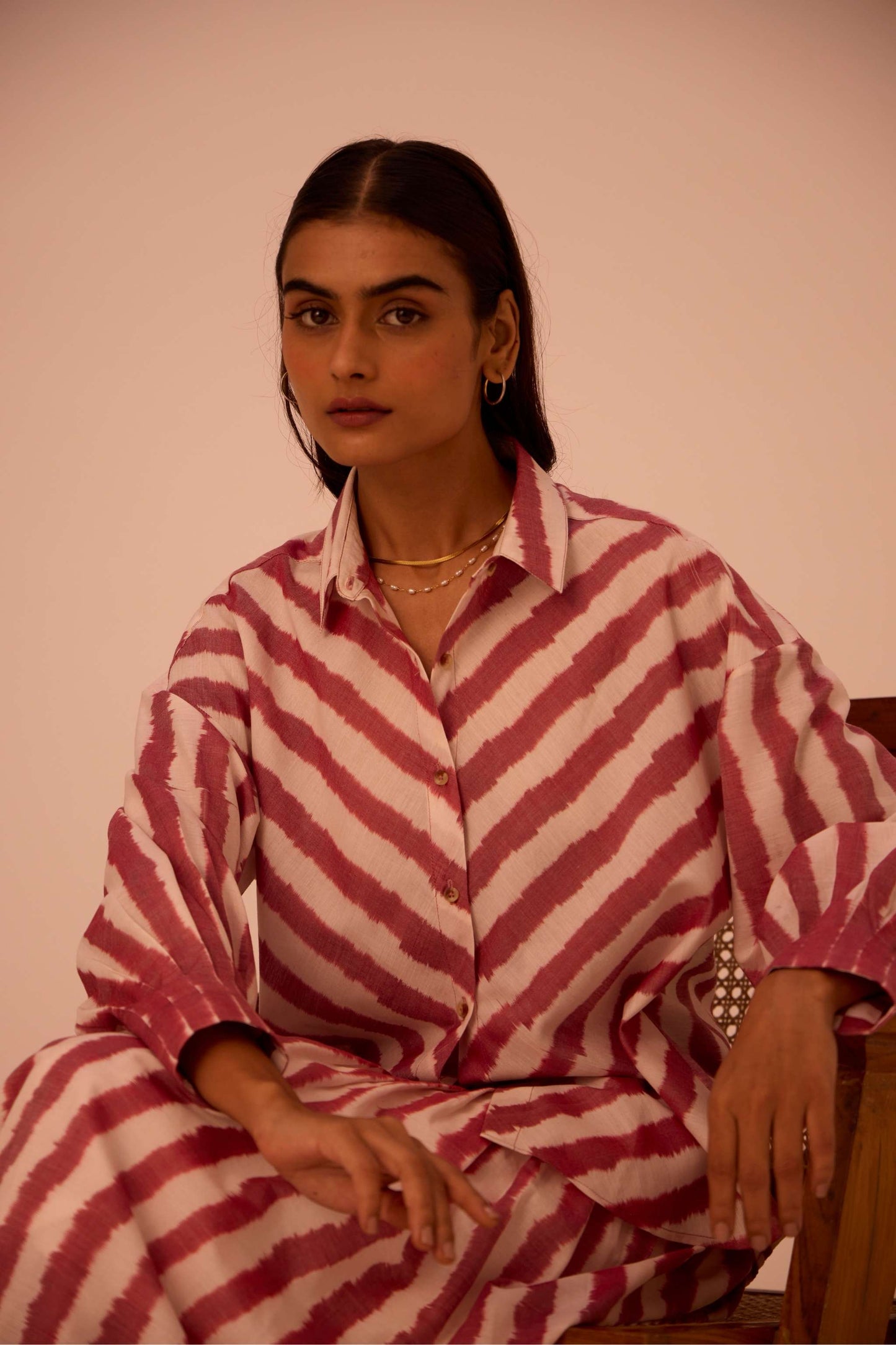 Henry Rhubarb Striped Ikat Shirt