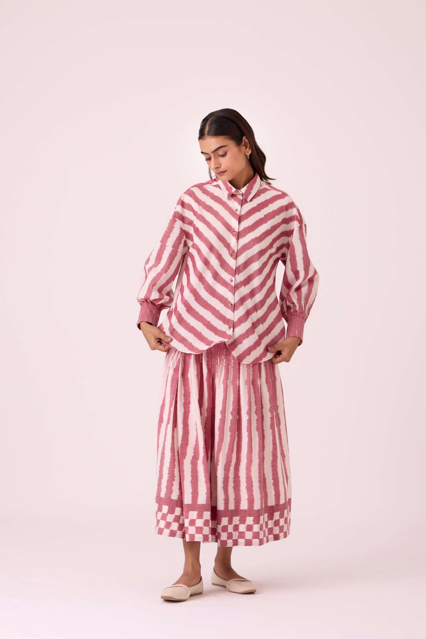 Henry Rhubarb Striped Ikat Shirt