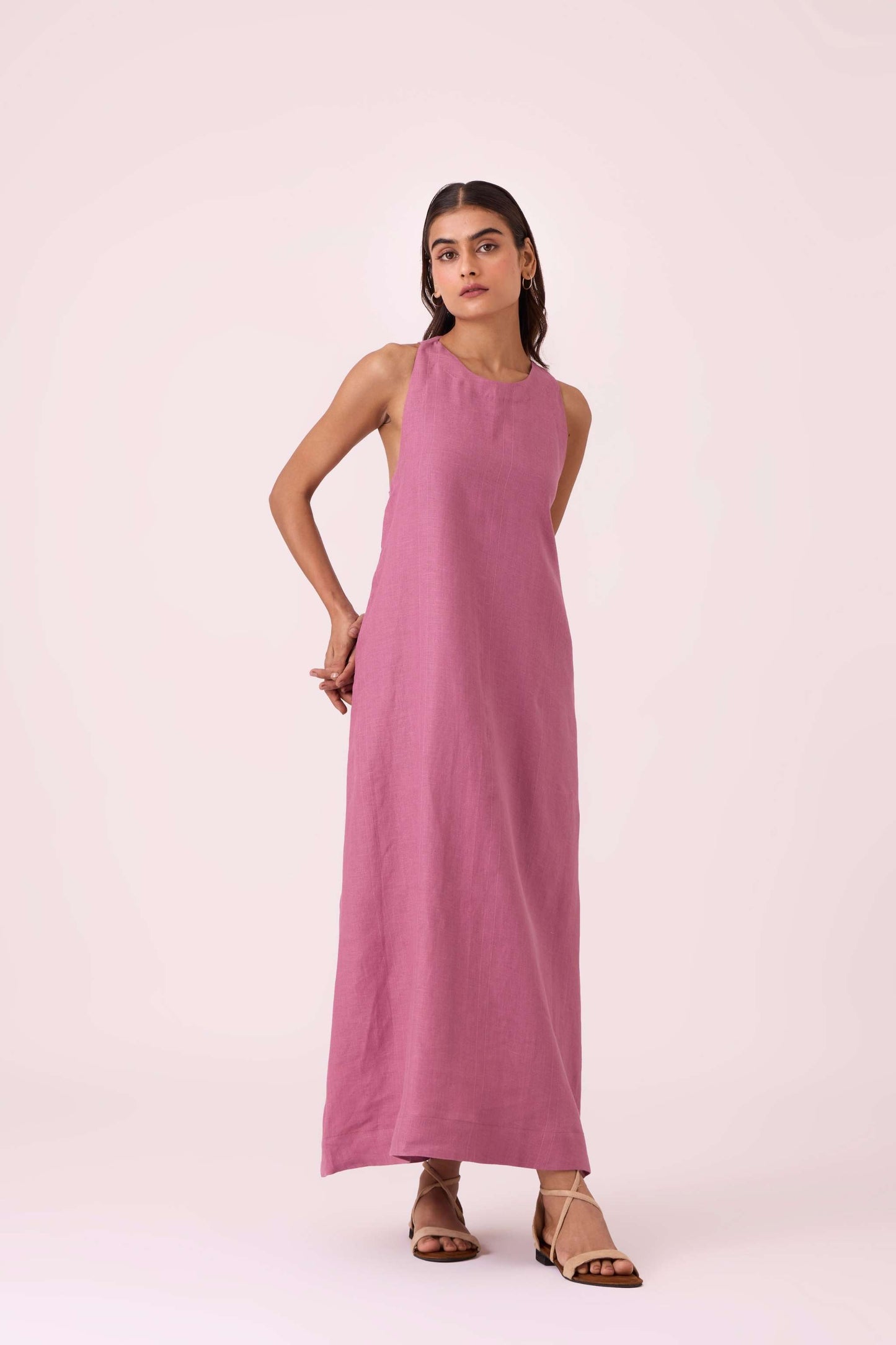 Amaran Lilac Linen Maxi Dress