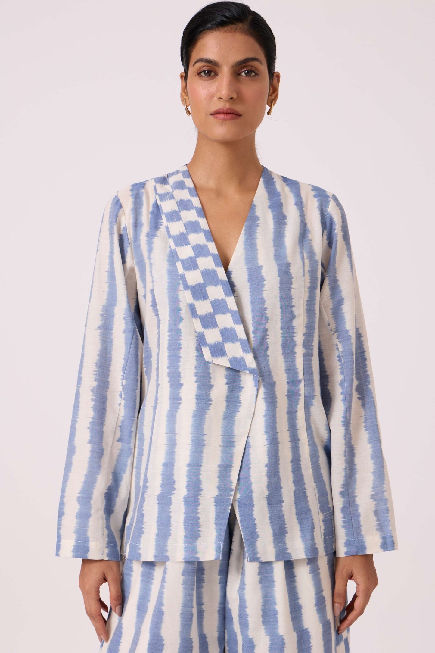 Dimtri Blue Striped Ikat Jacket
