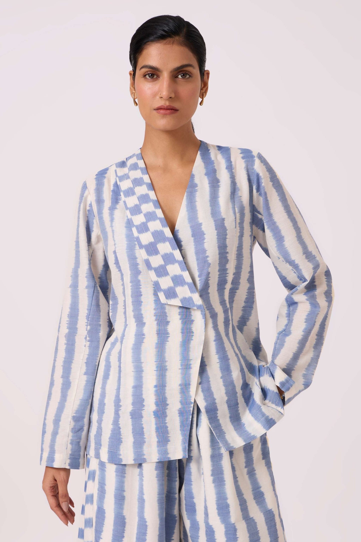 Dimtri Blue Striped Ikat Jacket
