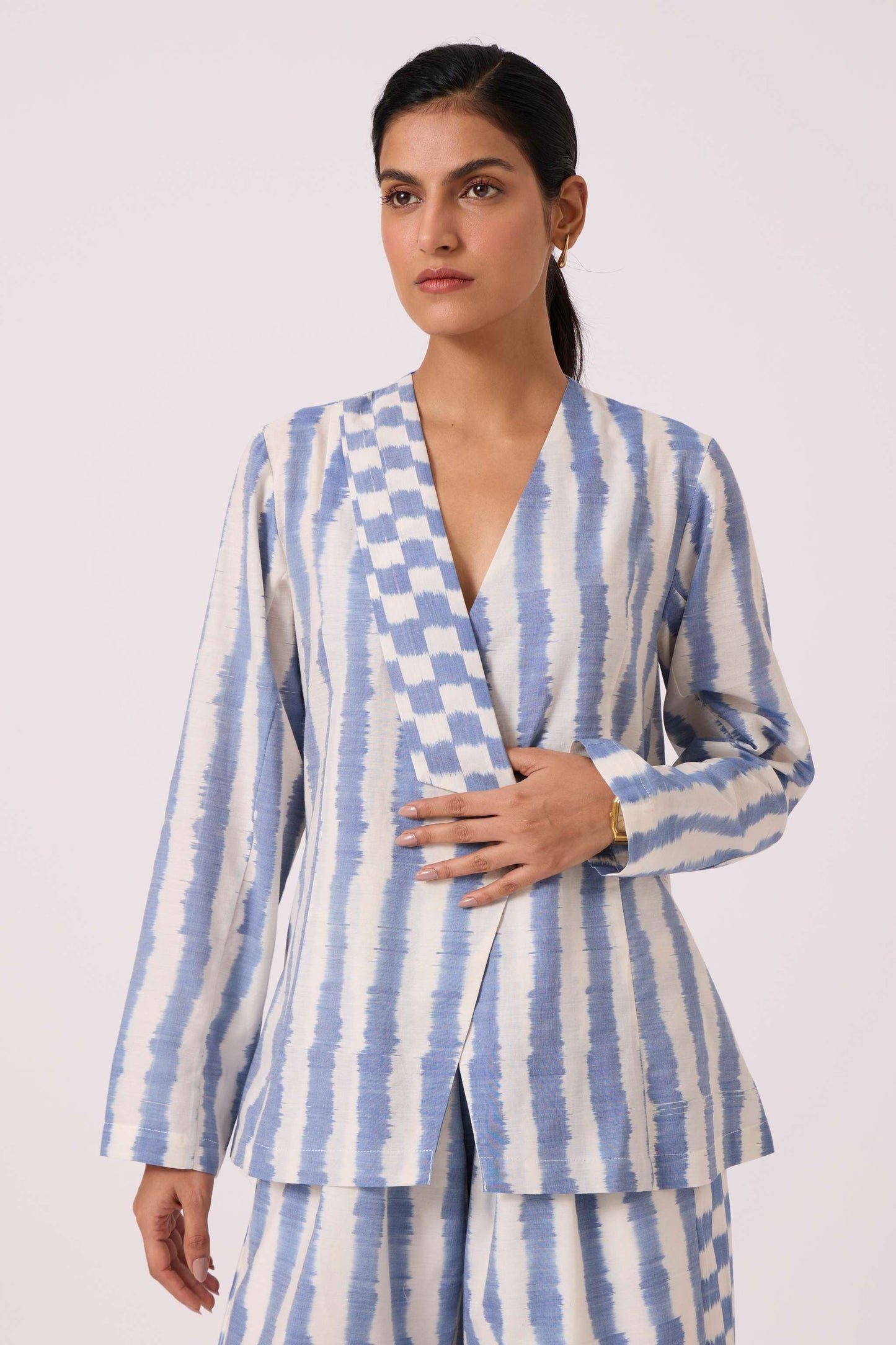 Dimtri Blue Striped Ikat Jacket