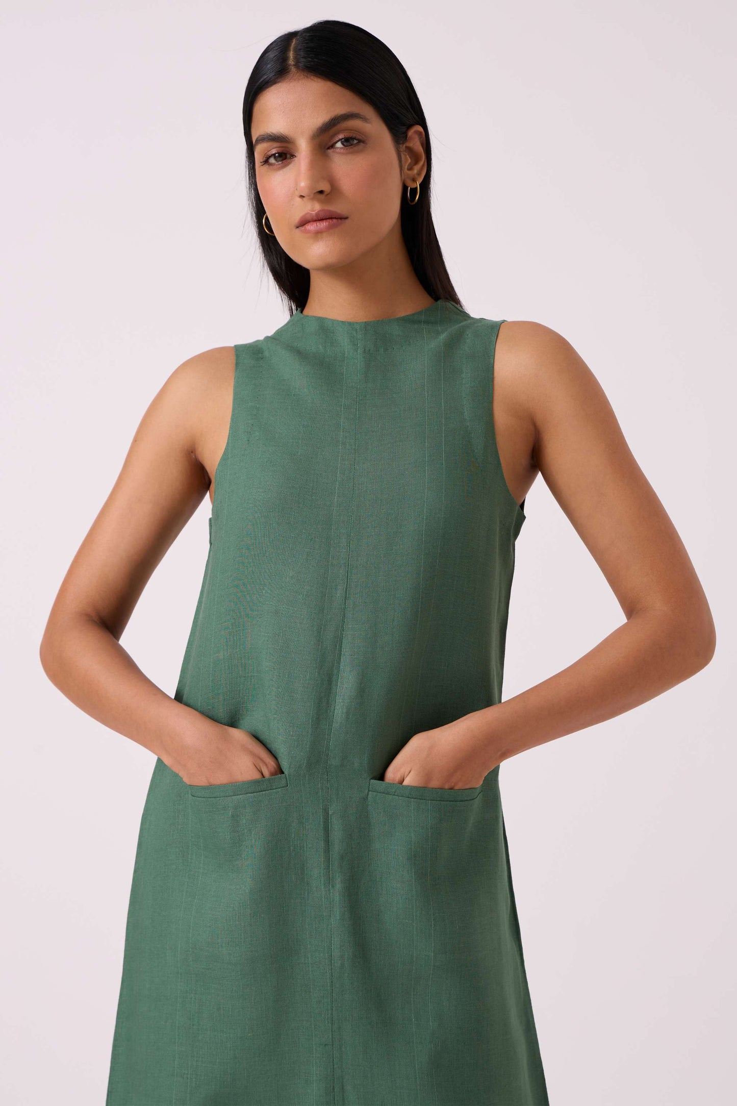 Pierre Green Linen Dress