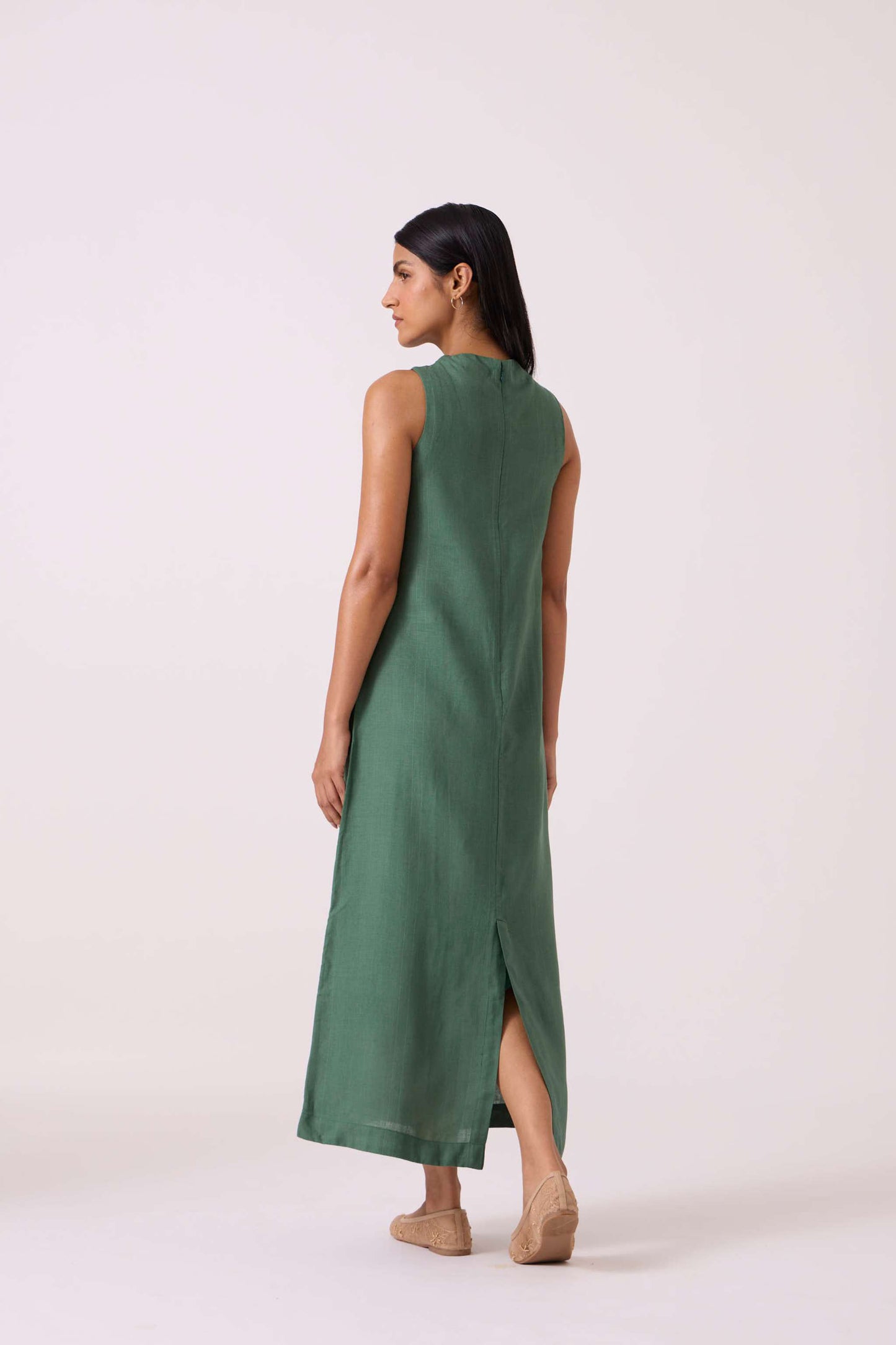 Pierre Green Linen Dress