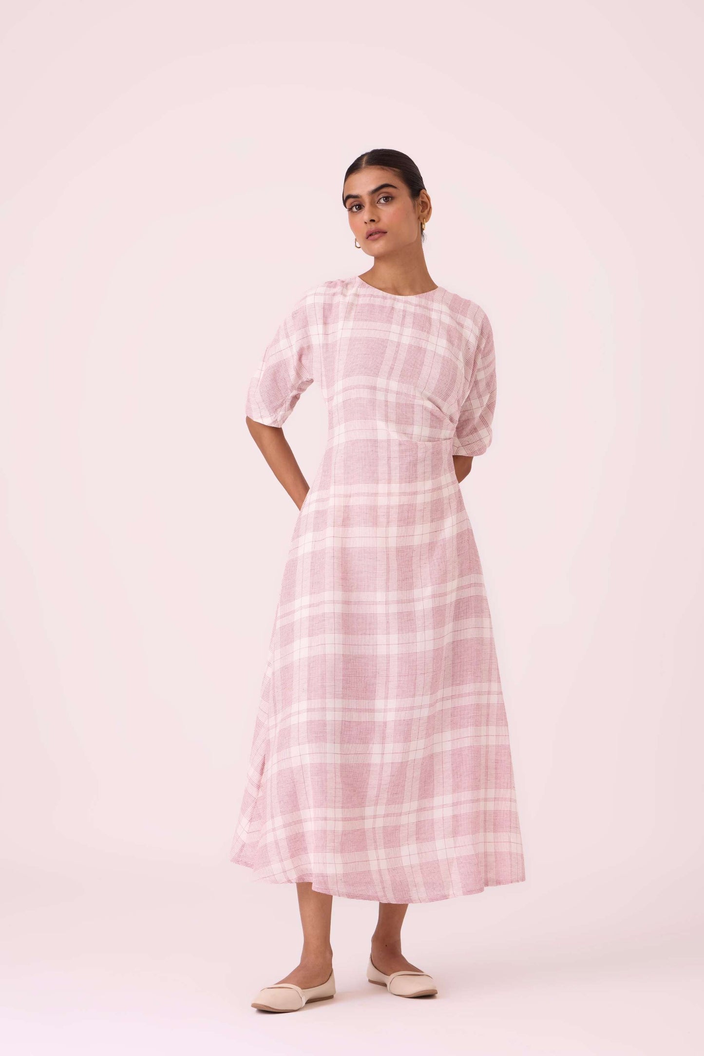 Pine Checkered Handwoven Dress