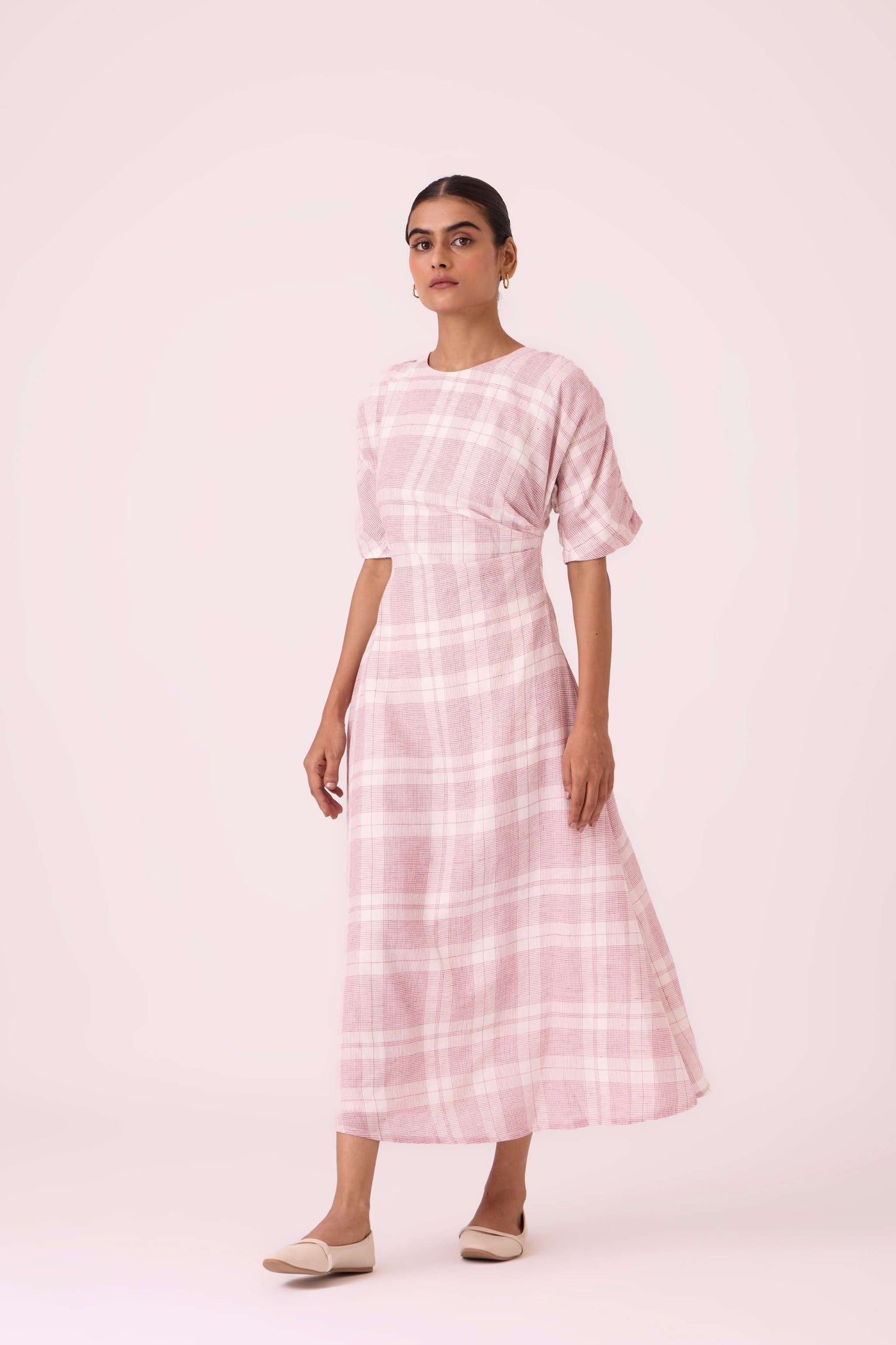 Pine Checkered Handwoven Dress