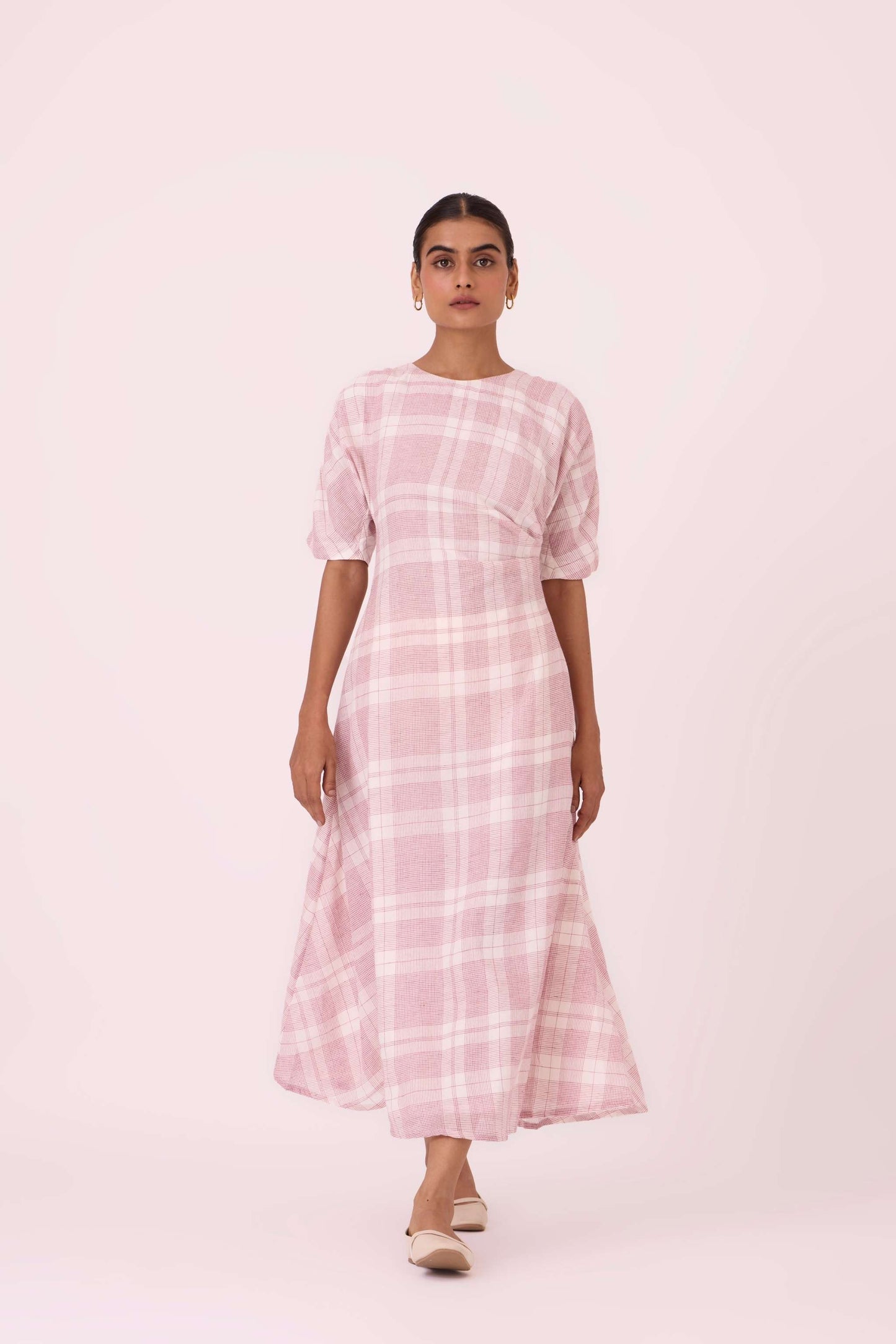 Pine Checkered Handwoven Dress