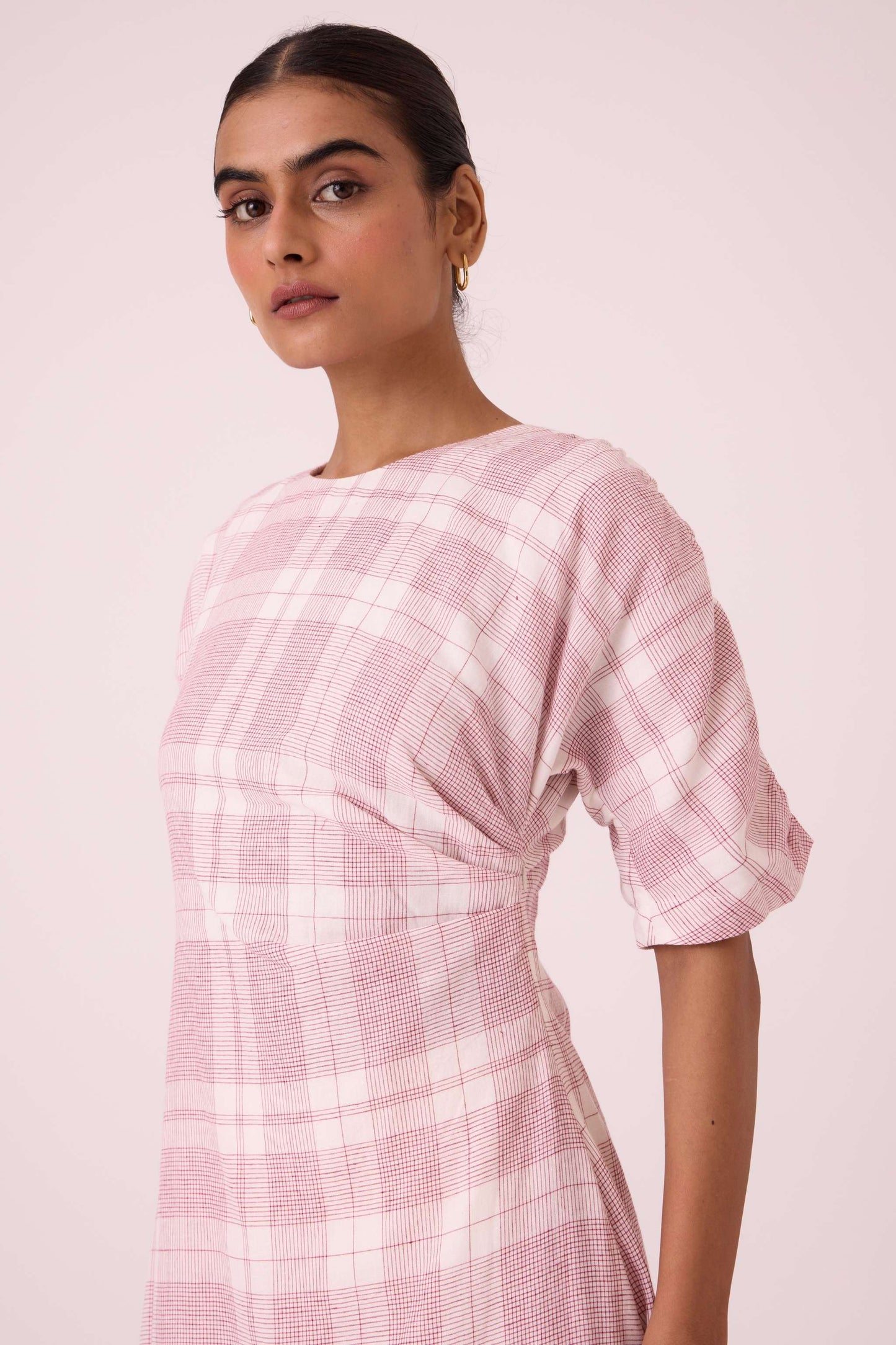 Pine Checkered Handwoven Dress