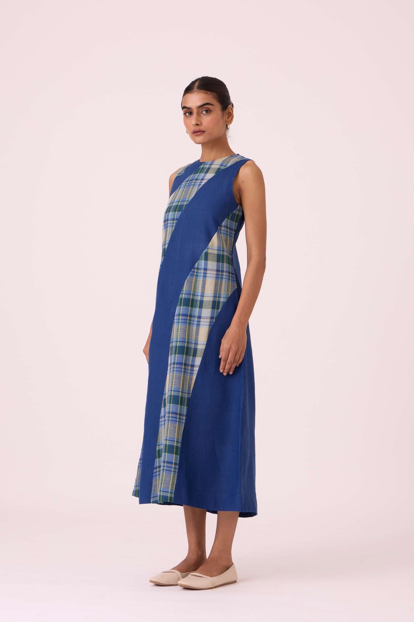 Waltz Blue Linen Panelled Dress