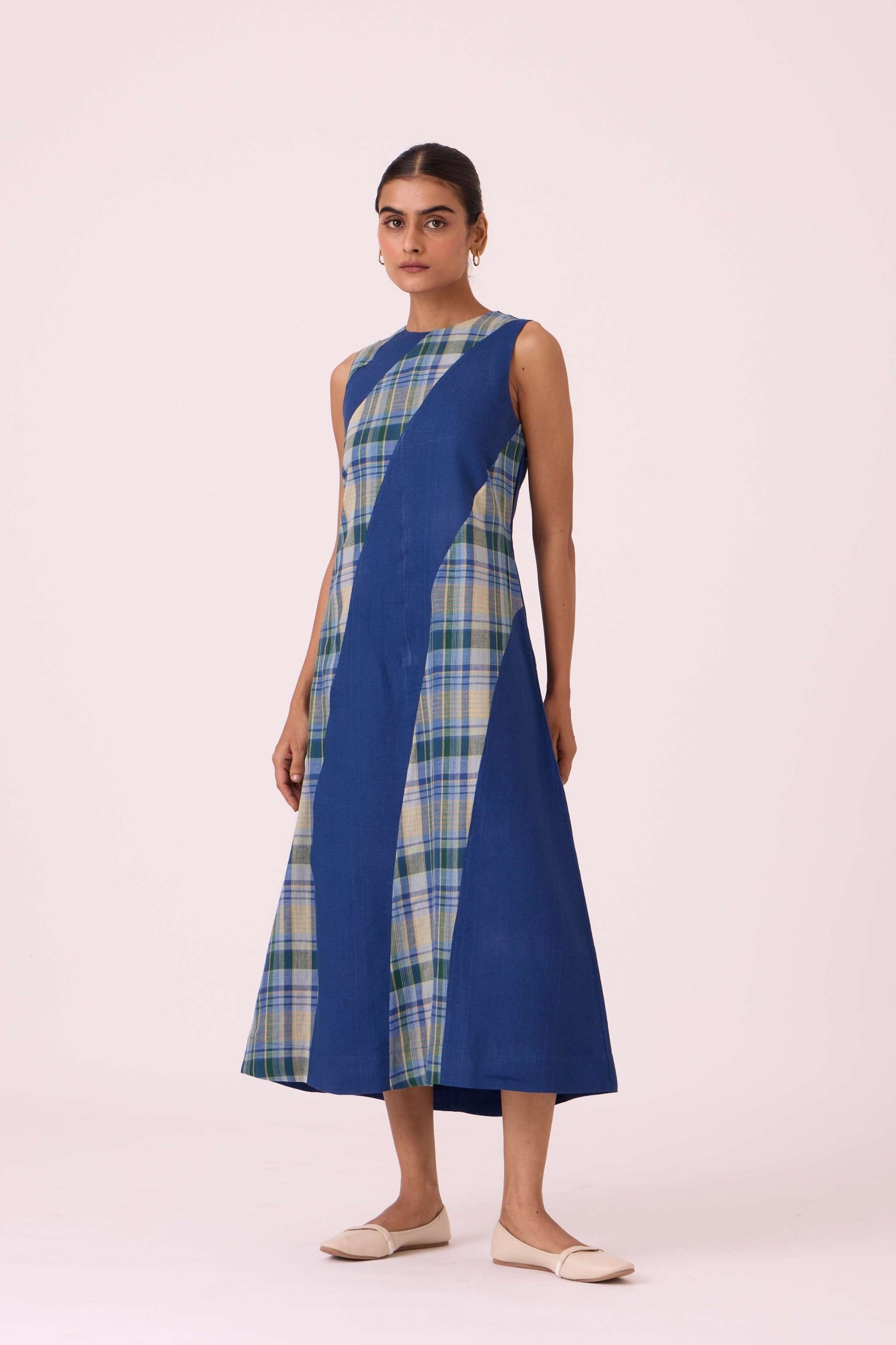 Waltz Blue Linen Panelled Dress