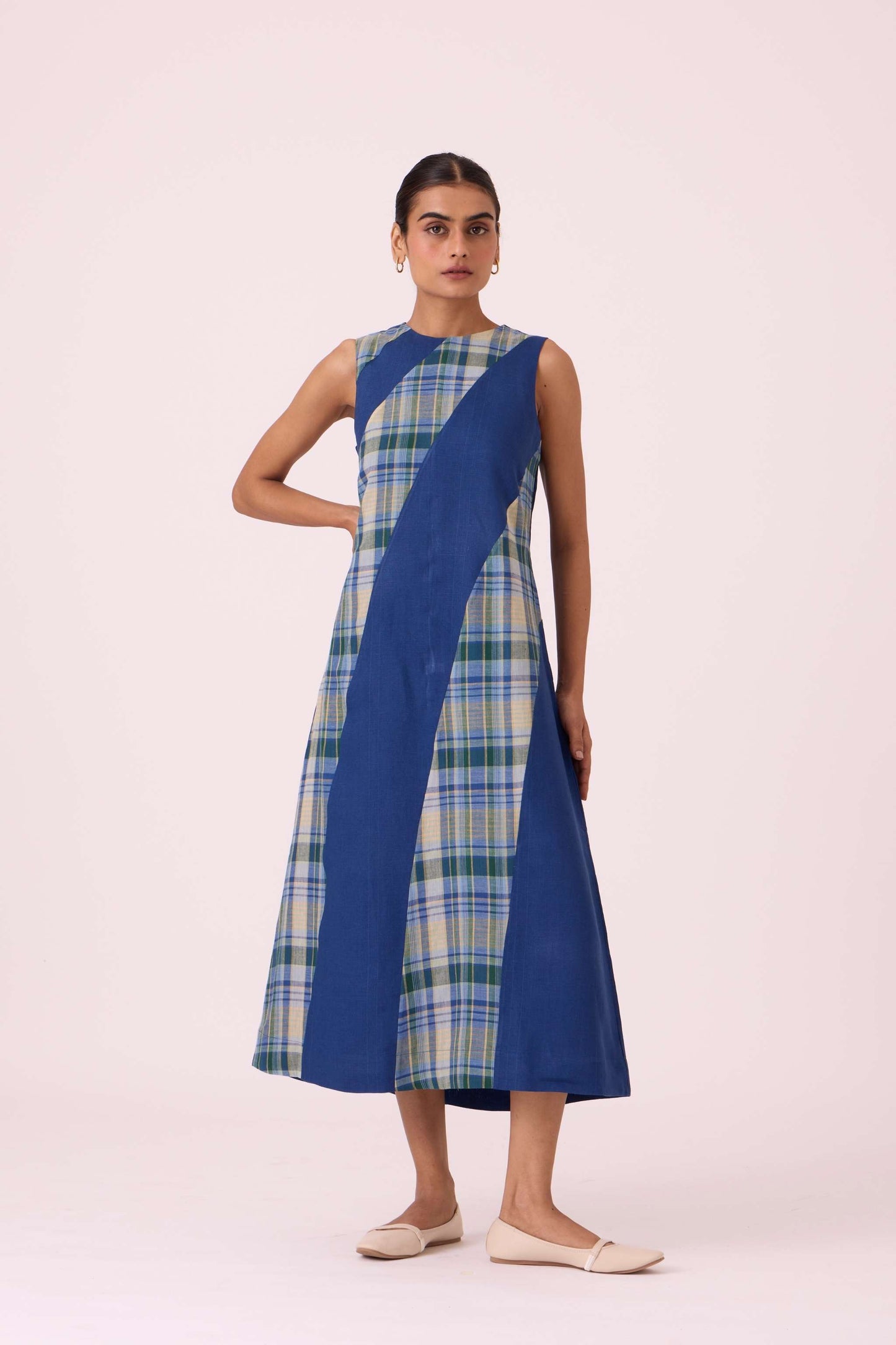 Waltz Blue Linen Panelled Dress