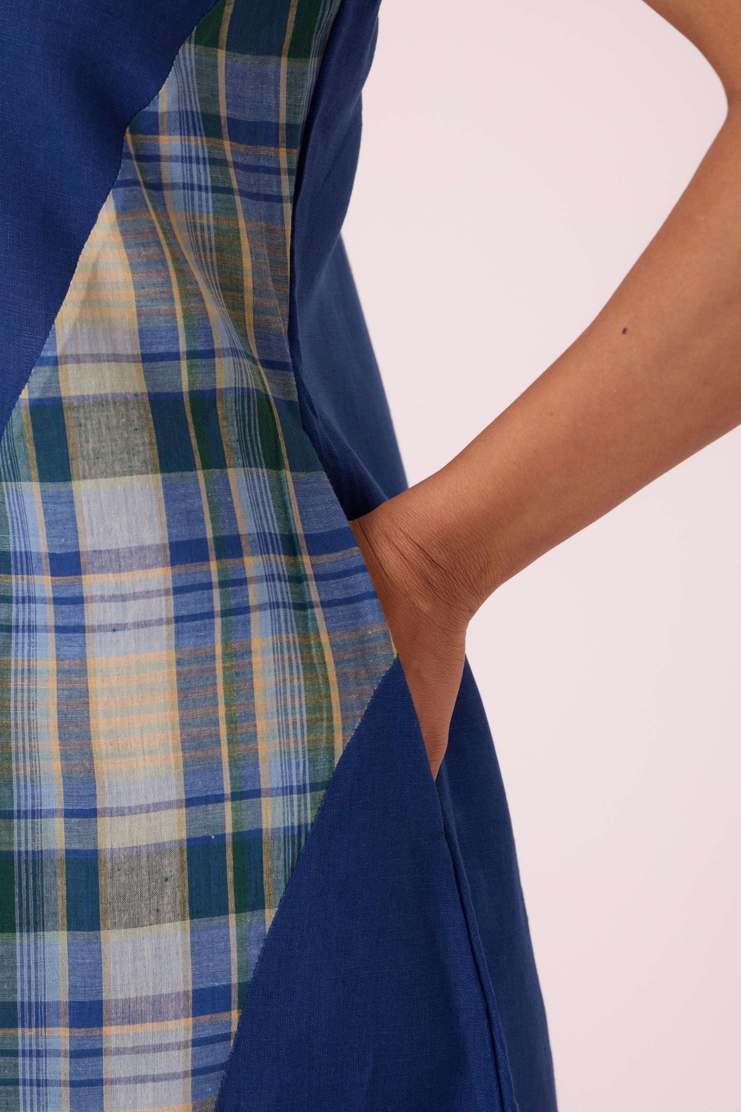 Waltz Blue Linen Panelled Dress