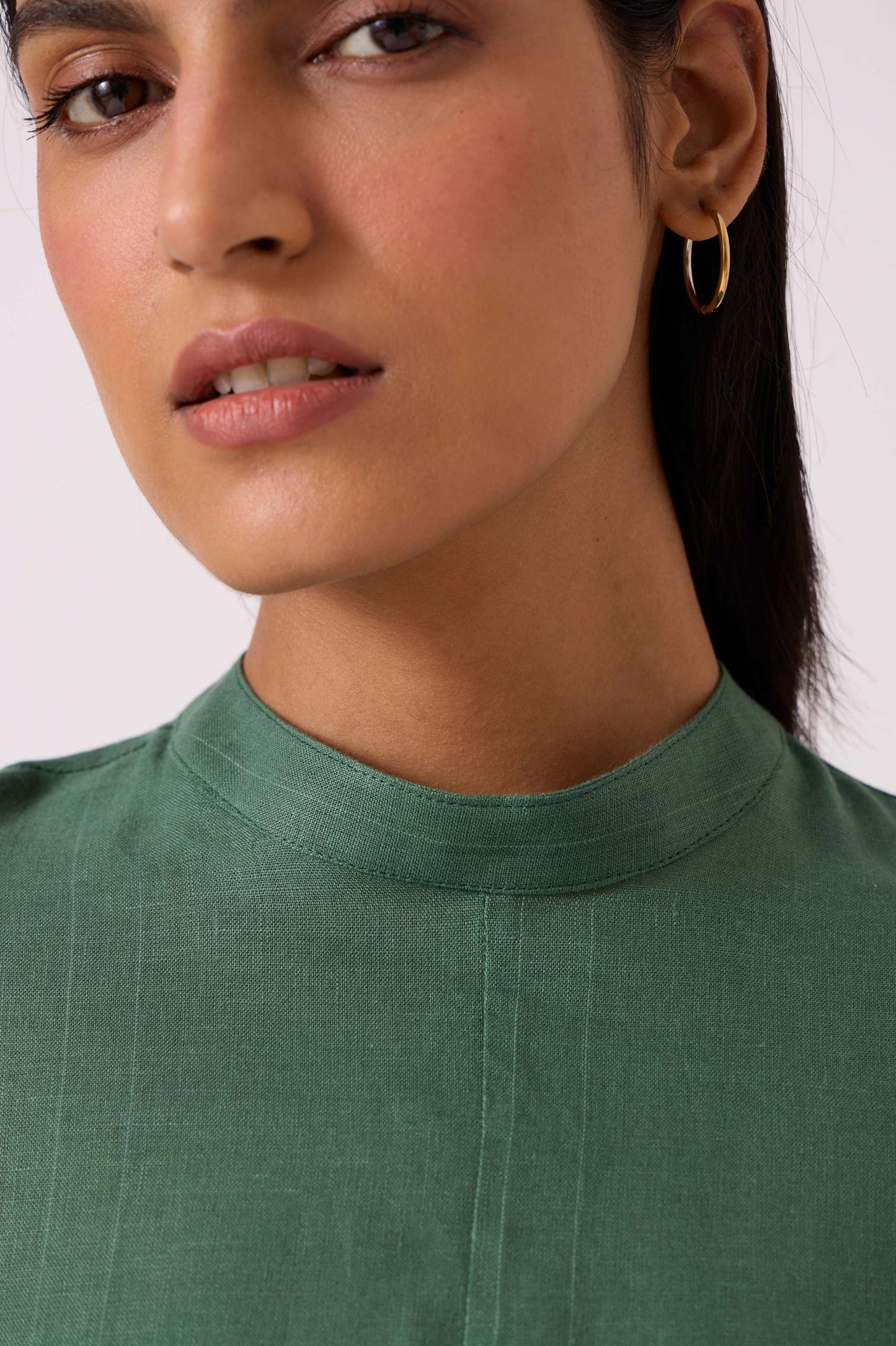 Tula Green Linen Shift Dress