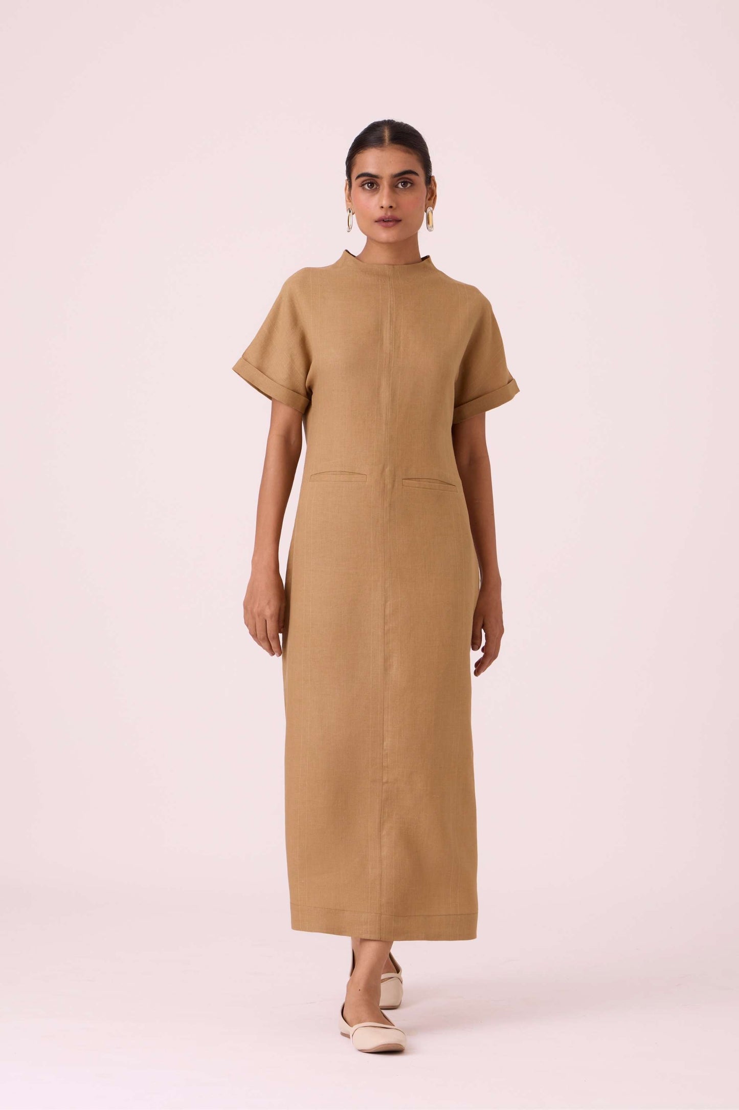 Salome Tan Linen Dress