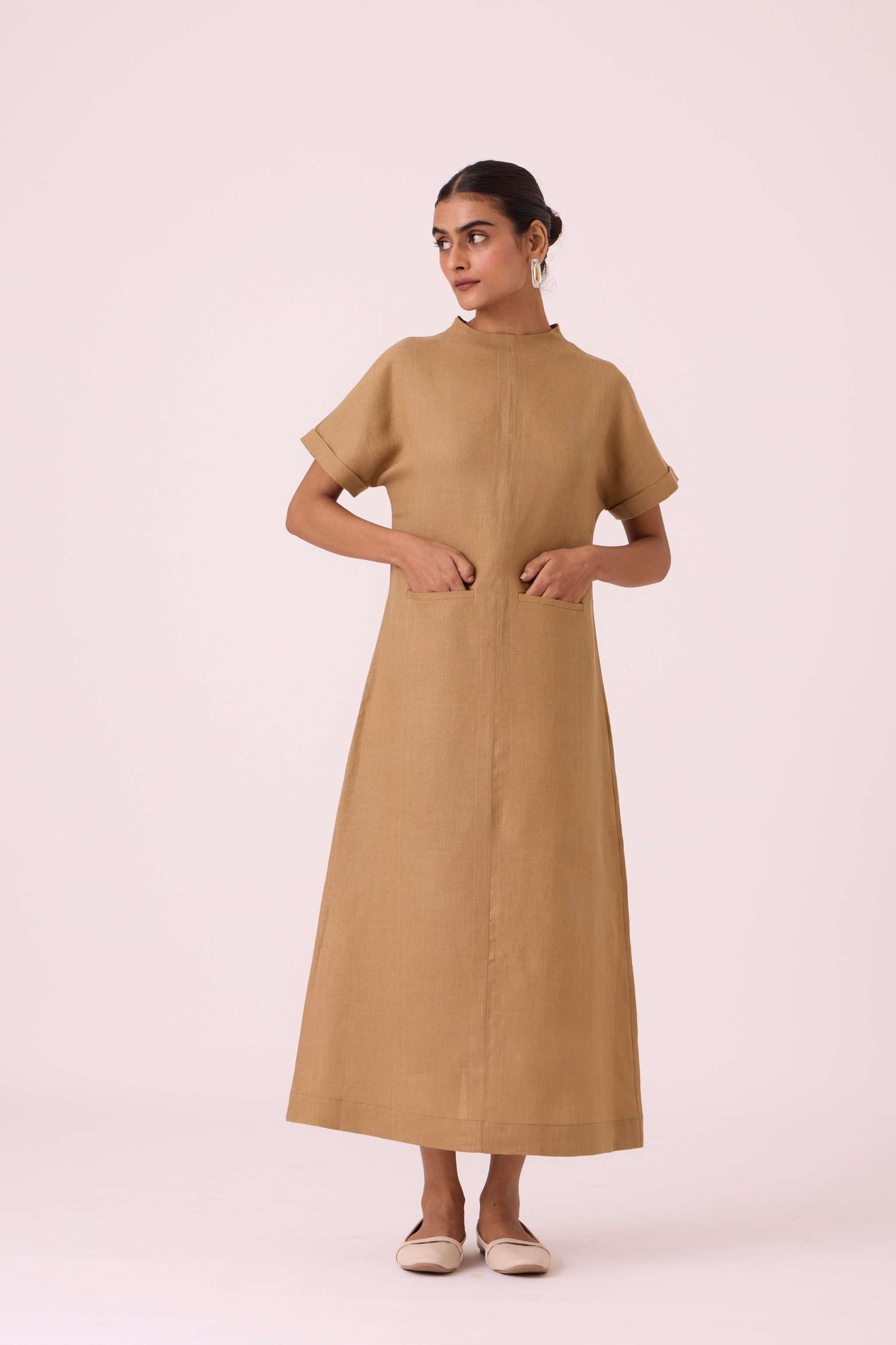 Salome Tan Linen Dress