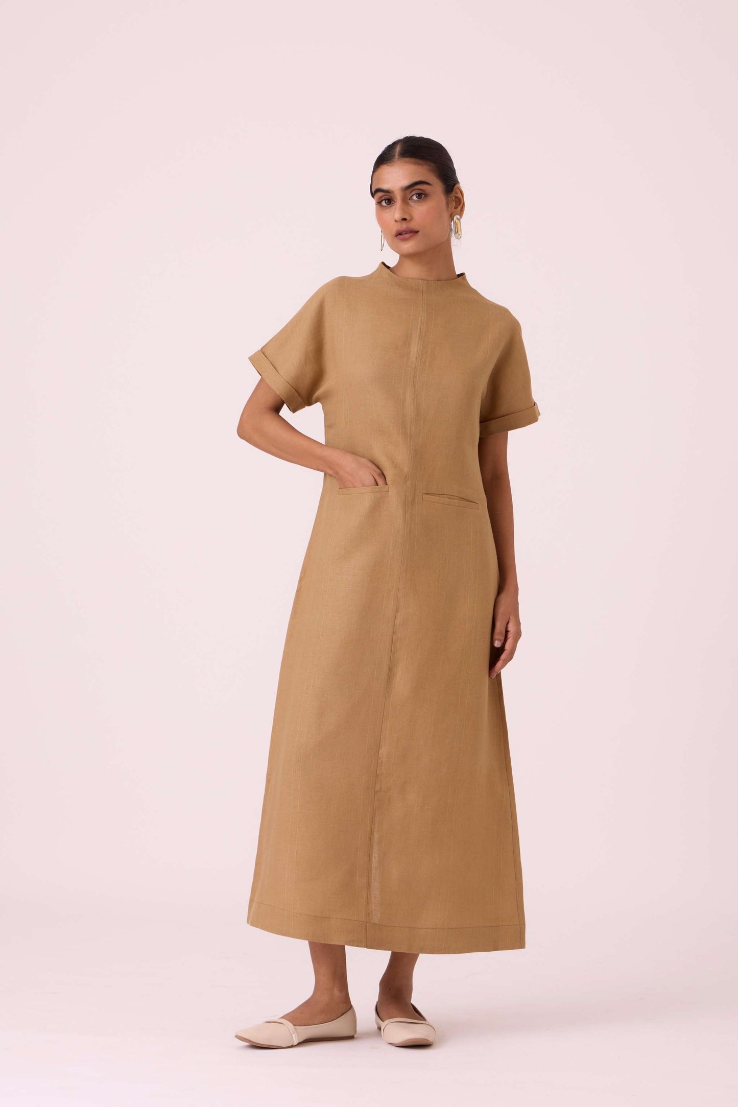 Salome Tan Linen Dress