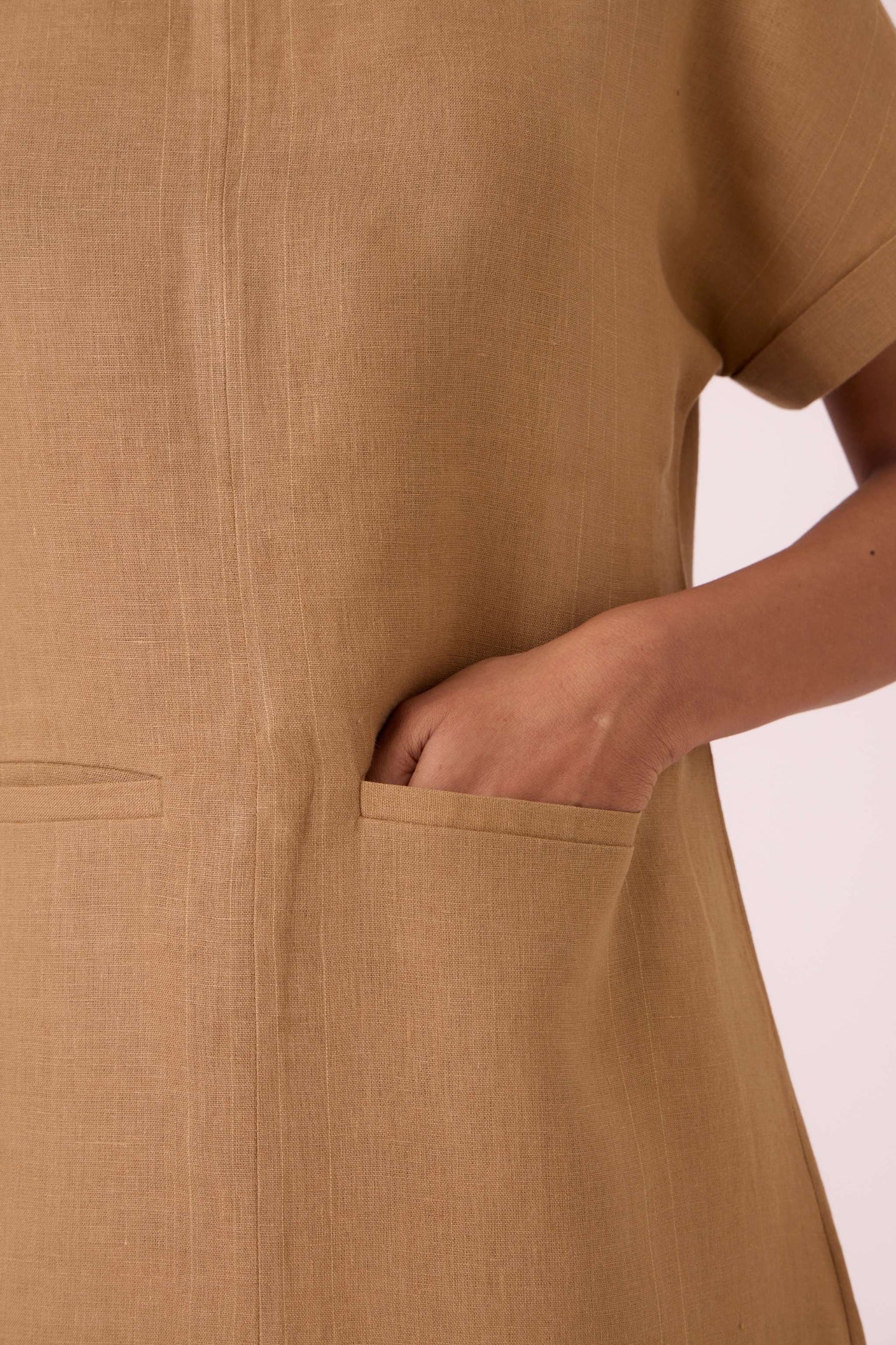 Salome Tan Linen Dress
