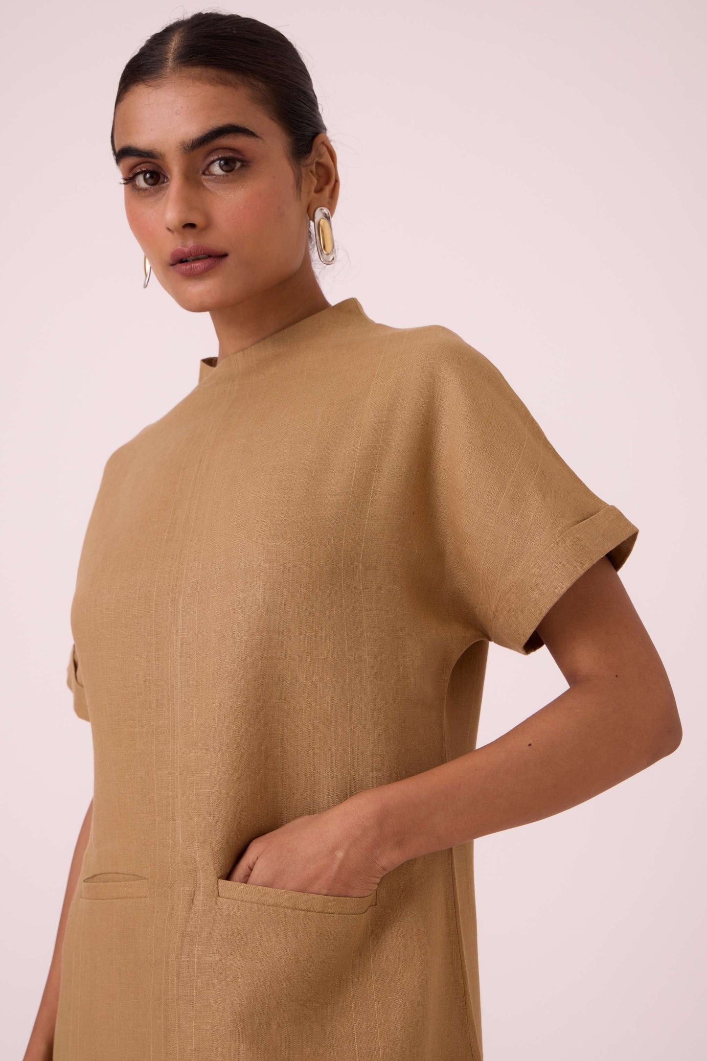 Salome Tan Linen Dress