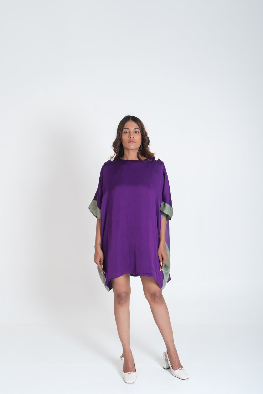 Purple- Green Short Kaftan Dress