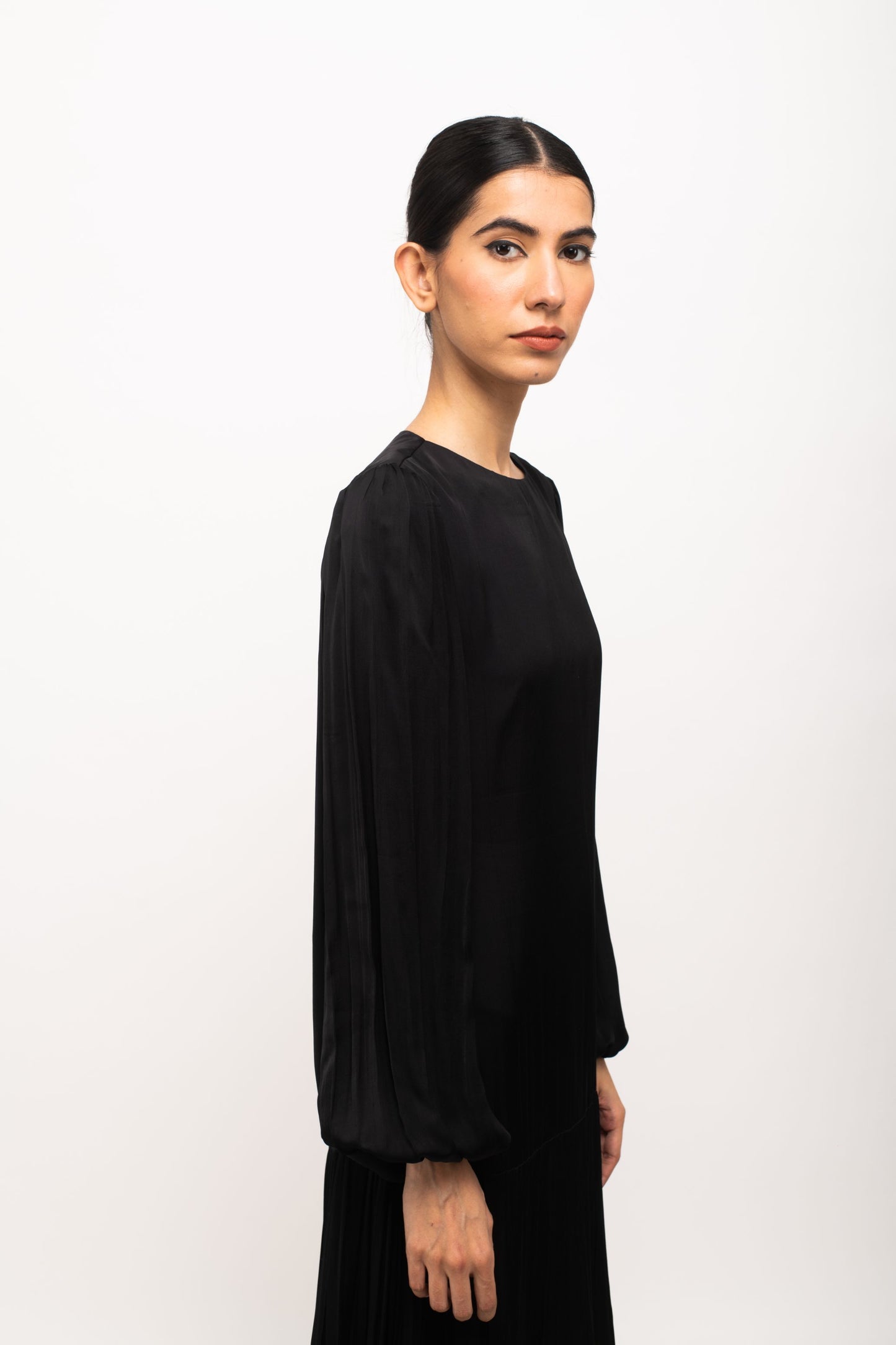 Black-Neon Gather Maxi Dress