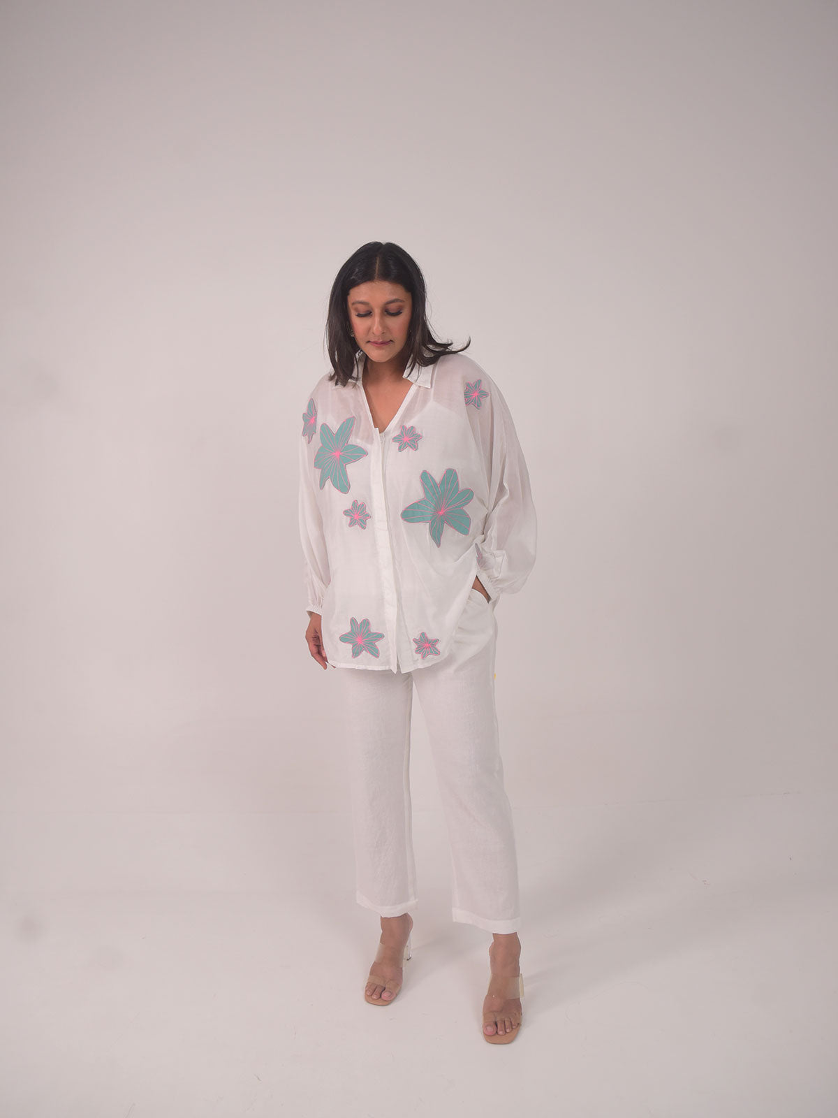 Dana Applique Modal Shirt - Blue