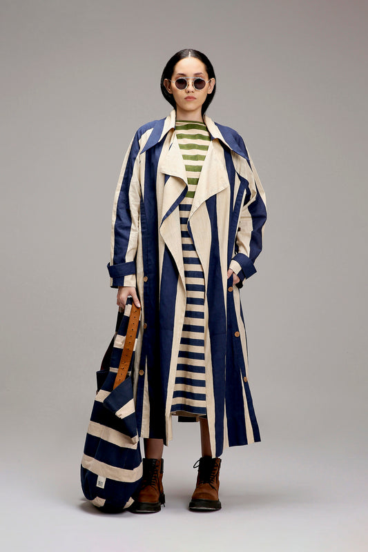 Egg-Shell Striped Tote Bag