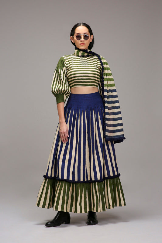 Egg-Shell Blue Green Striped Stole