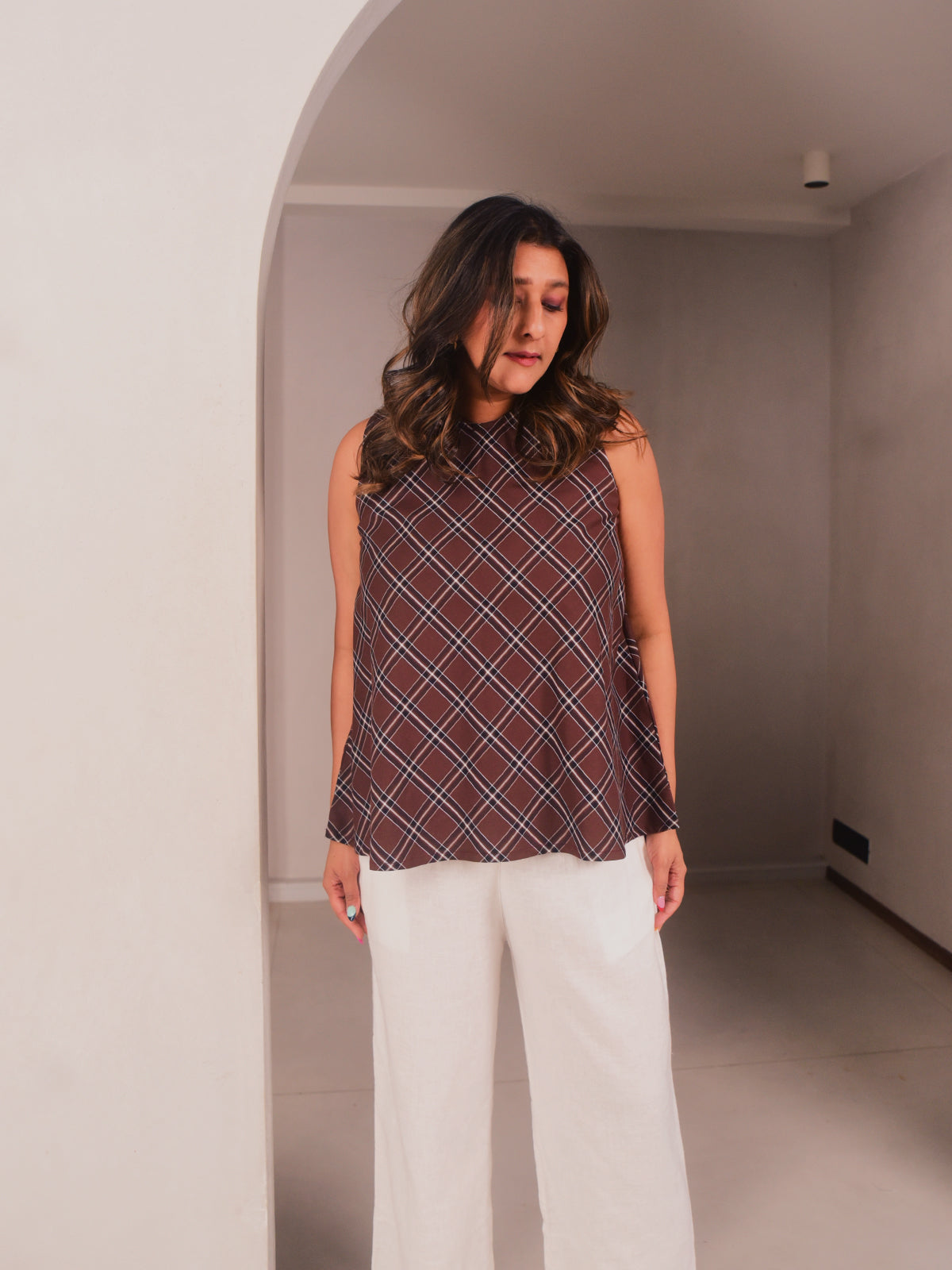 Everyday Top - Brown Checks