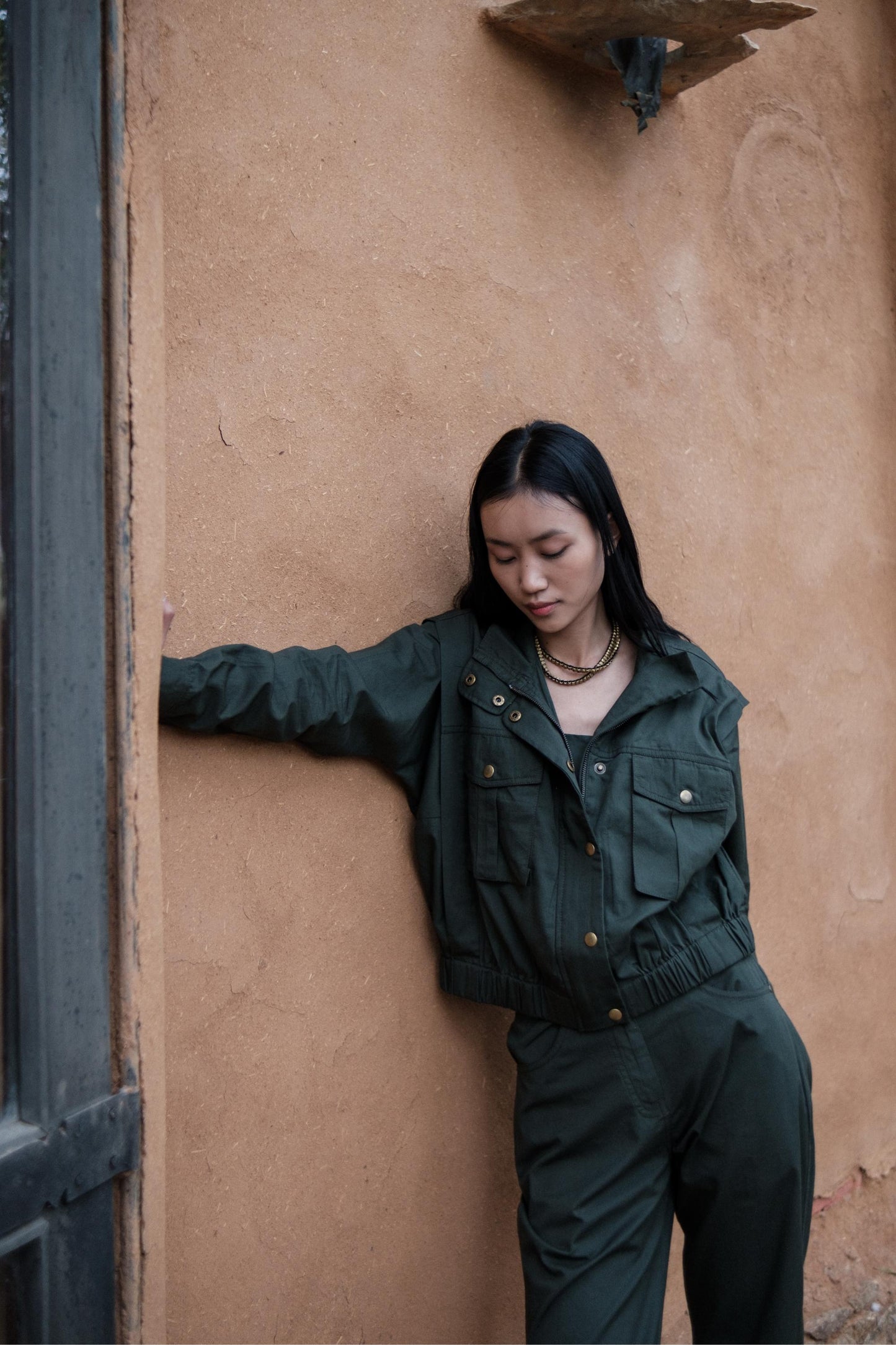 Sheldon Cropped Jacket Forest Green