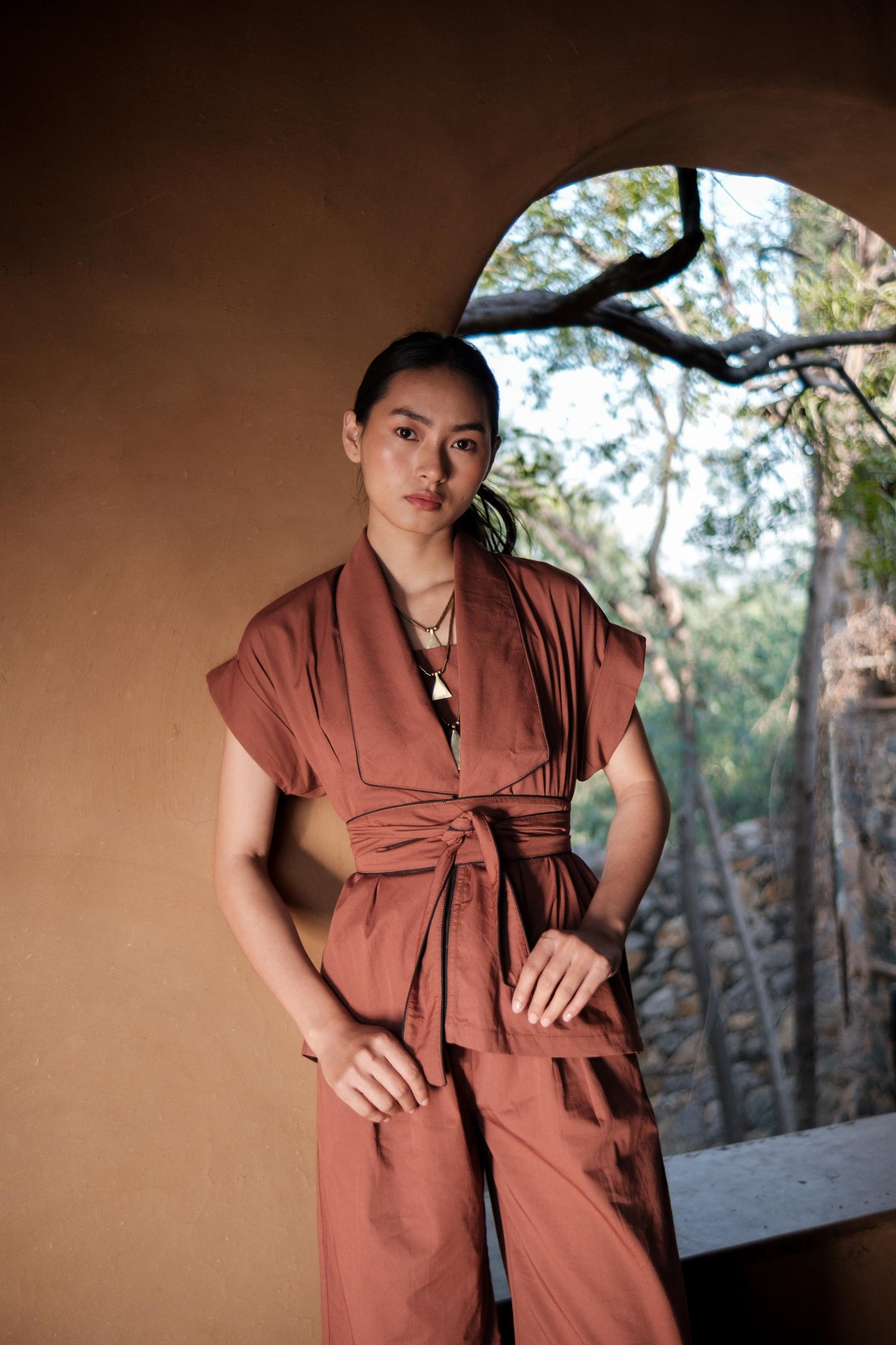 Berlin Shawl Collar Top Copper