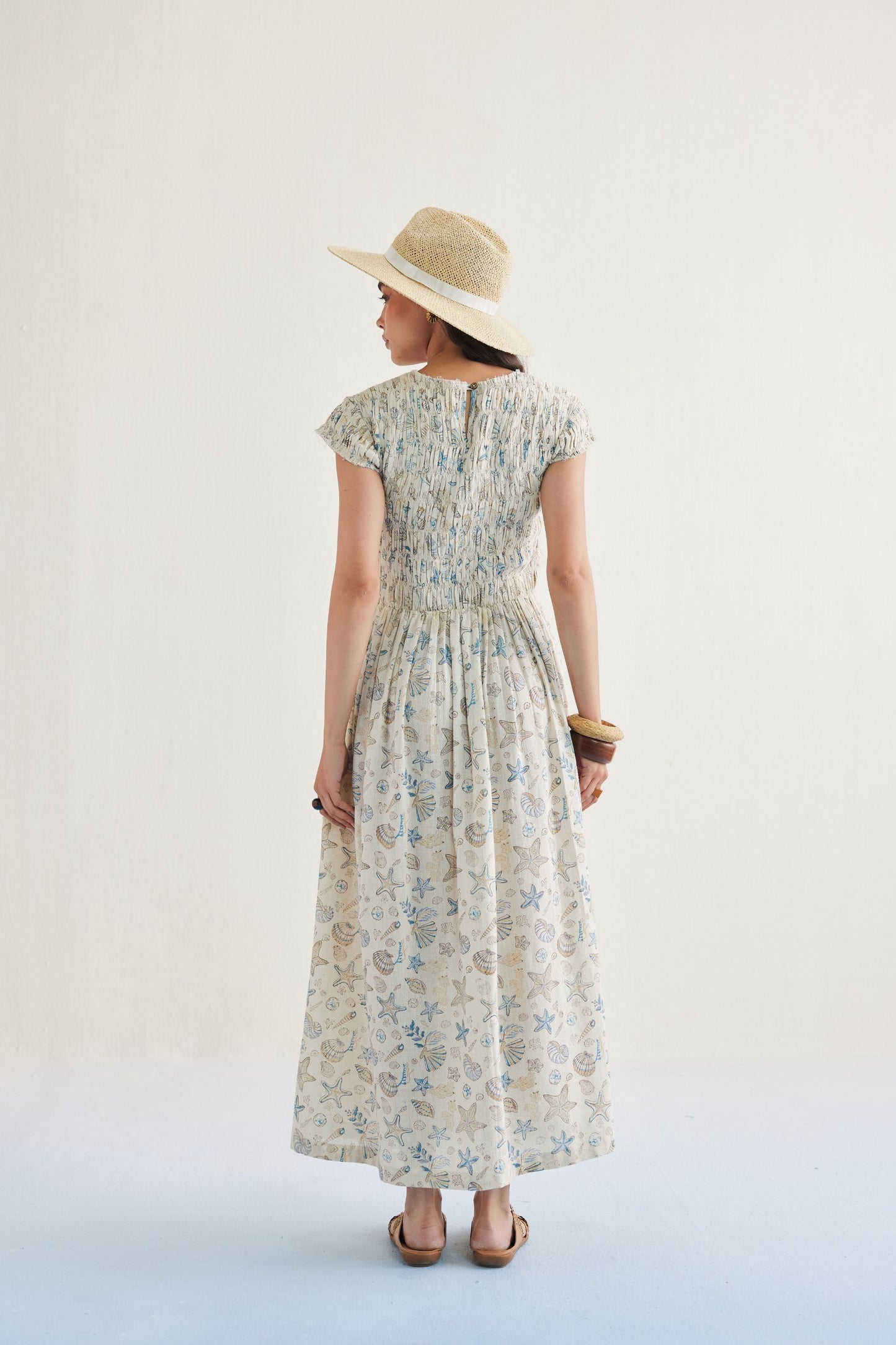 Pearly Ocean Handwoven Kala Cotton Maxi Dress