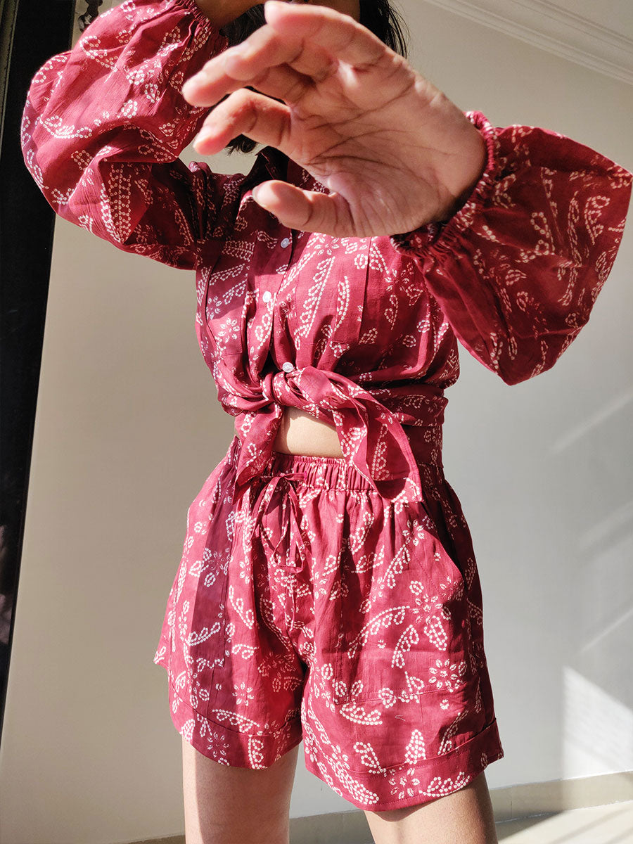 Plum Shirt-Shorts Co-ord Set - WhySoBlue