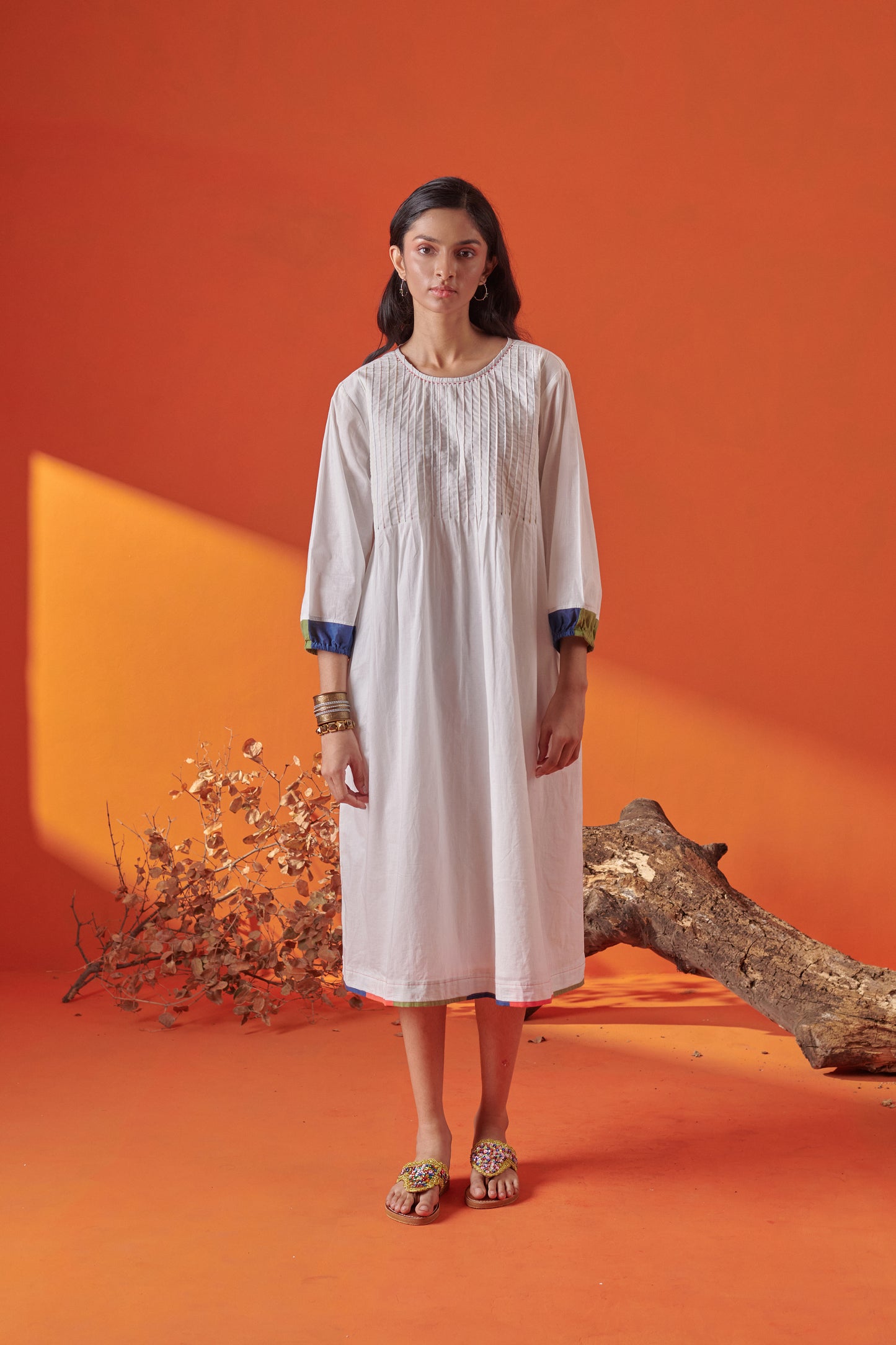 Eclat White Pintuck Dress