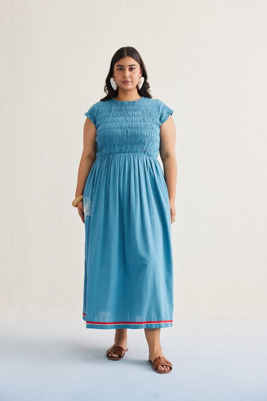The Azure Handwoven Kala Cotton Maxi Dress