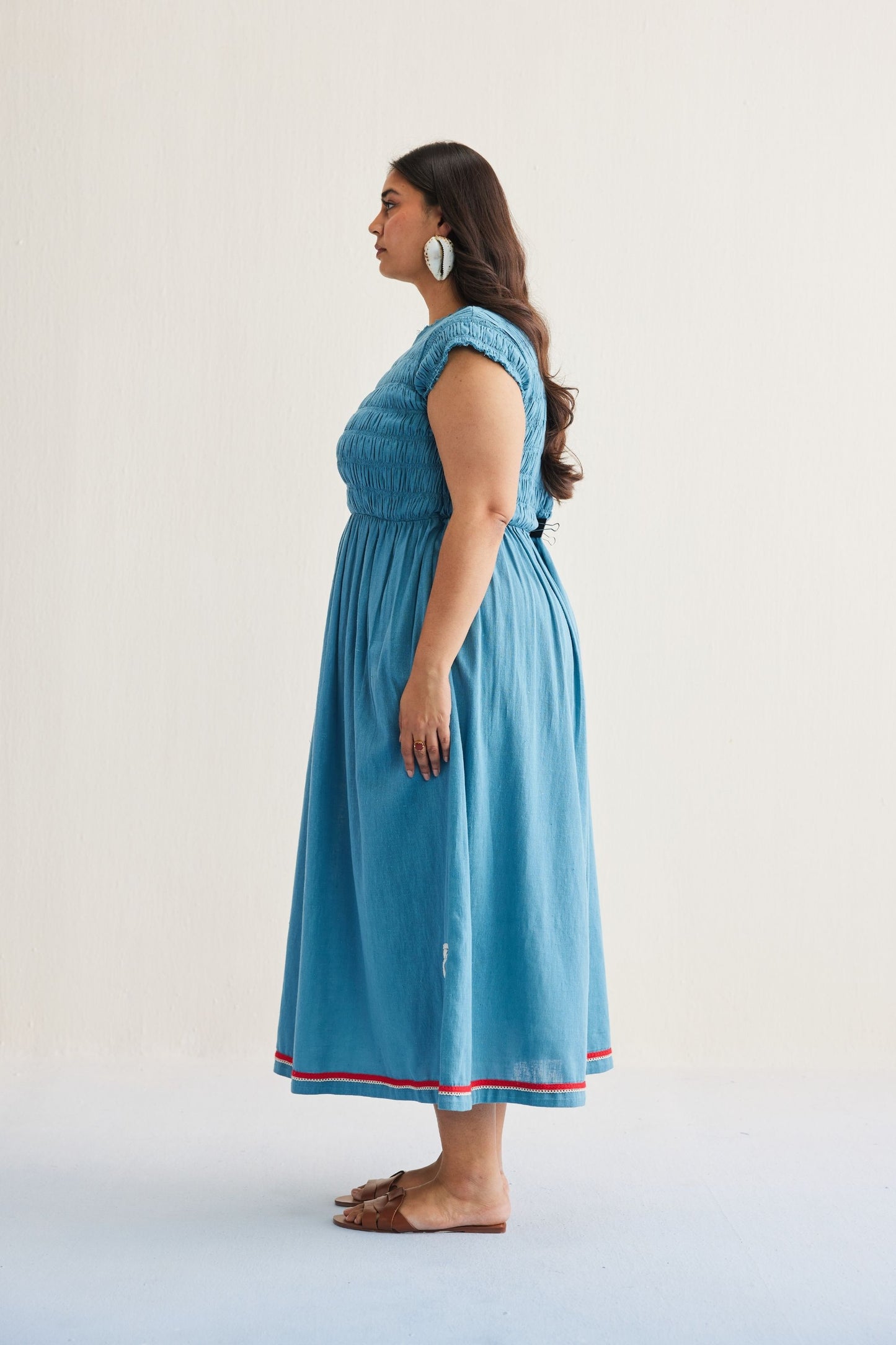 The Azure Handwoven Kala Cotton Maxi Dress